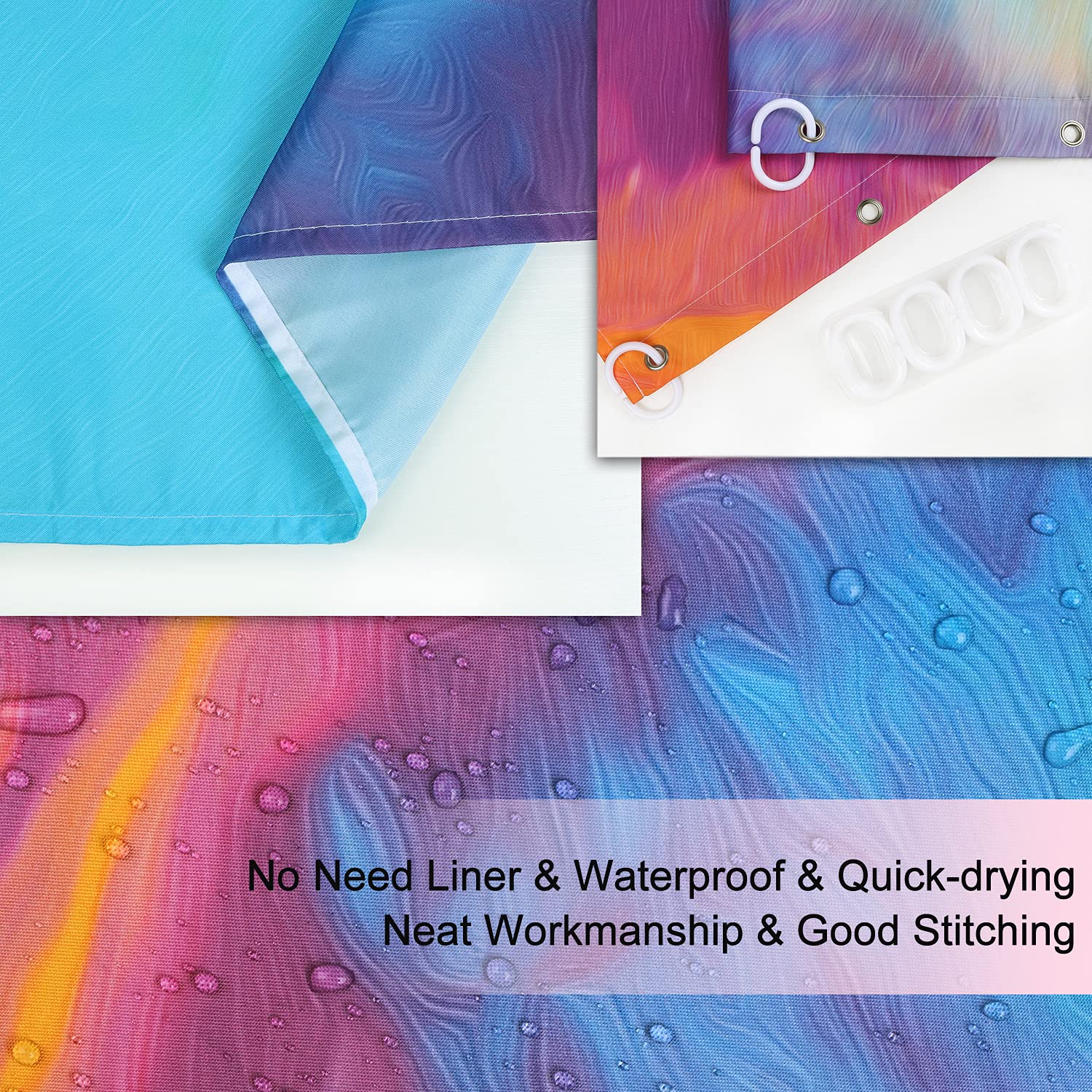 RosieLily Abstract Shower Curtain  Orange Shower Curtain  Colorful Shower Curtain  Teal Shower Curtain  Purple Shower Curtain Sets with 12 Hooks  72Wx72H