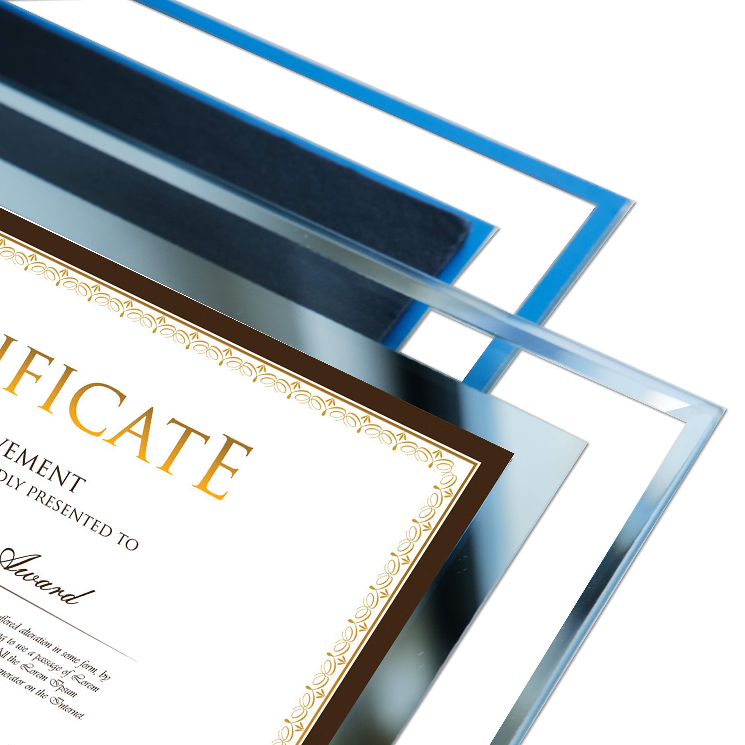 SIMONS SHOP 4 Pack Picture Frames 8.5 x 11 Frames for Certificates and Awards 8 1/2 x 11 Wall and Tabletop Frame Set, Clear wit