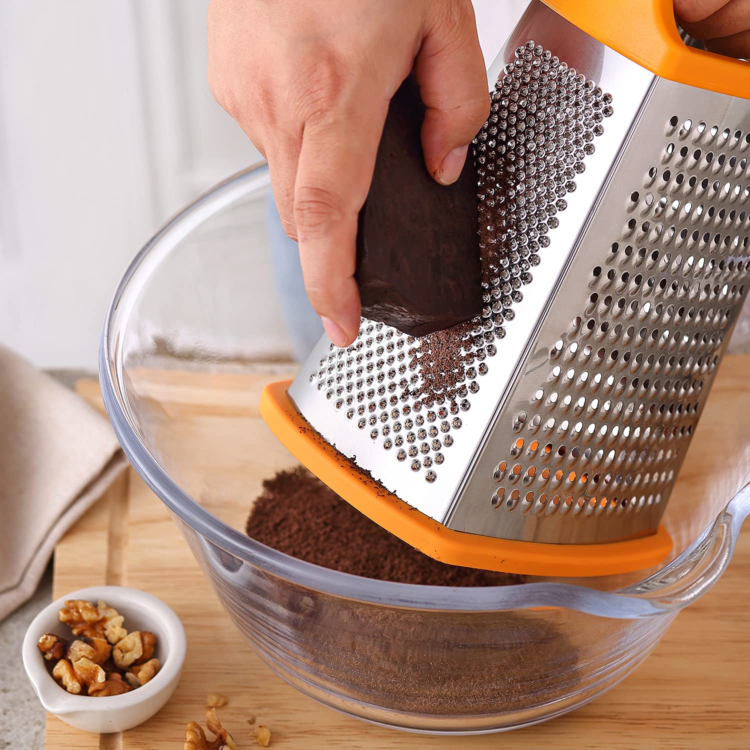 Spring Chef Handheld Stainless Steel Xl Parmesan Cheese Grater With Handle - 4 Sided Manual Box Grater For Kitchen - Dishwasher
