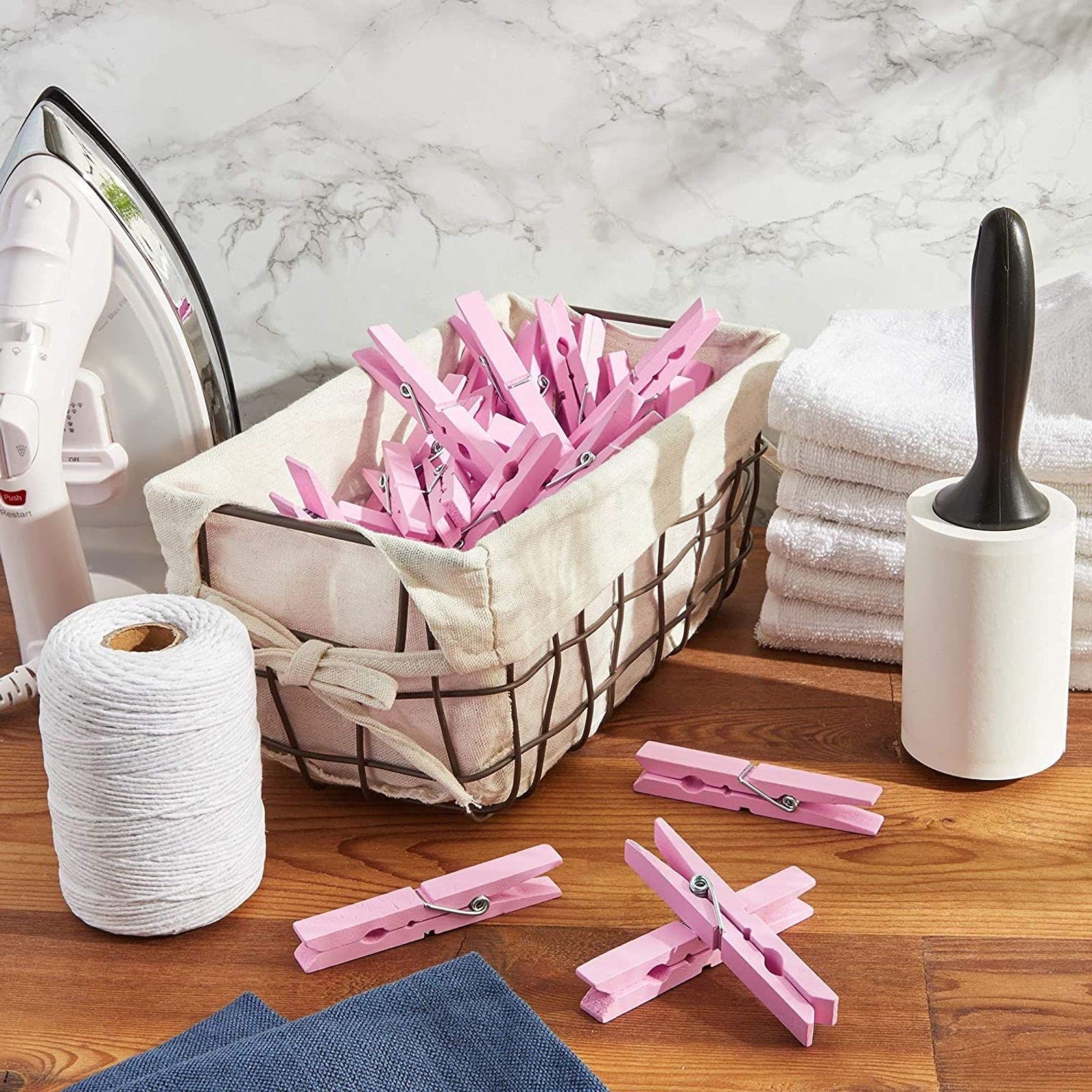 Juvale Wooden Clothespins For Baby Shower And Hanging (4-Inch, Pink, 100-Pack)