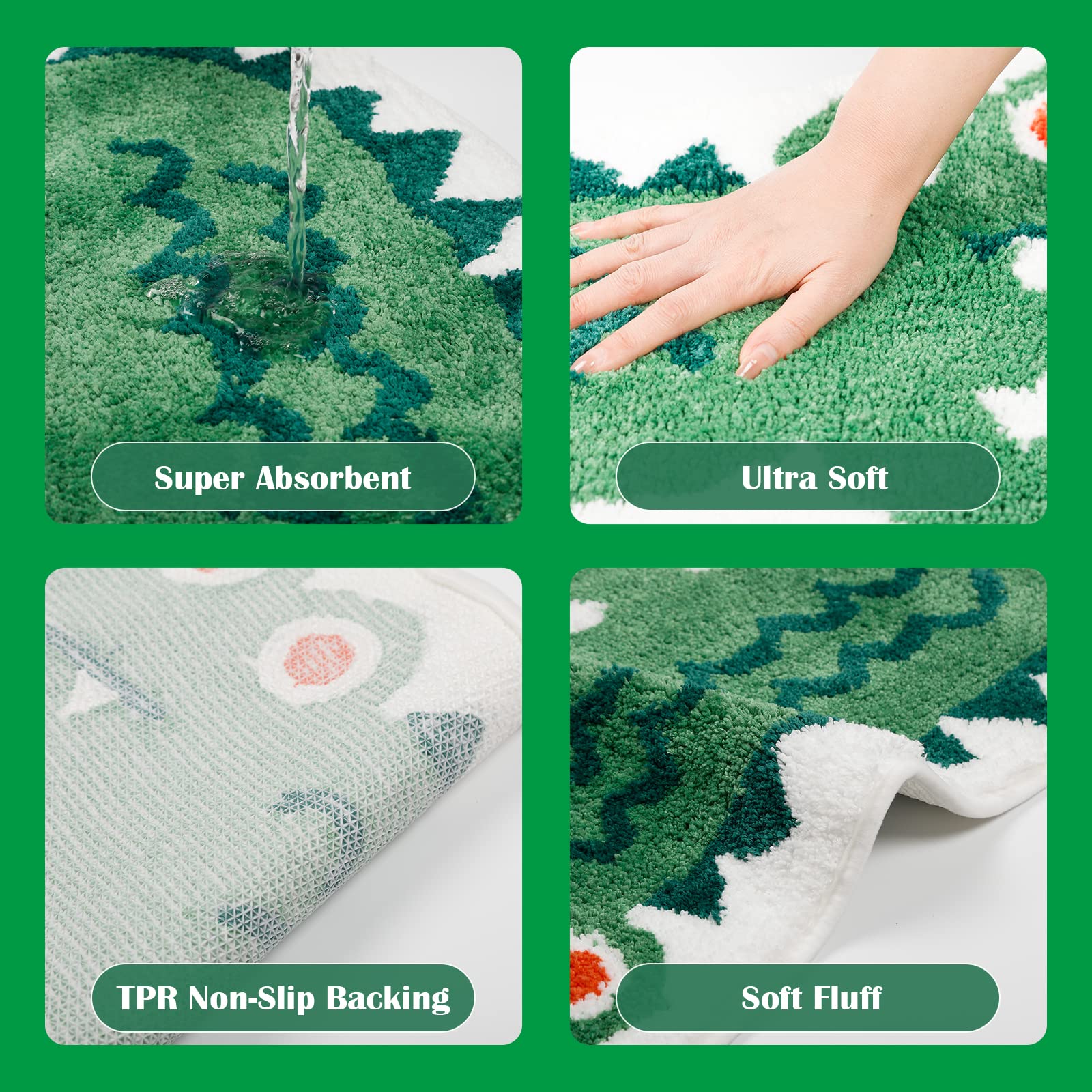 Crocodile Shaped Bath Mat For Bathroom, Cute Green Animal Bathroom Rug Non-Slip Door Mat Cartoon Alligator Bathroom Shower Rug A