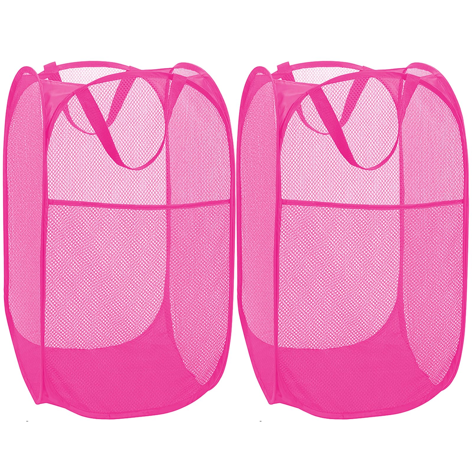 2 Pack Sturdy Mesh Pop Up Laundry Hamper Basket With Side Pocket For Laundry Room, Bathroom, Kids Room, College Dorm Or Travel B