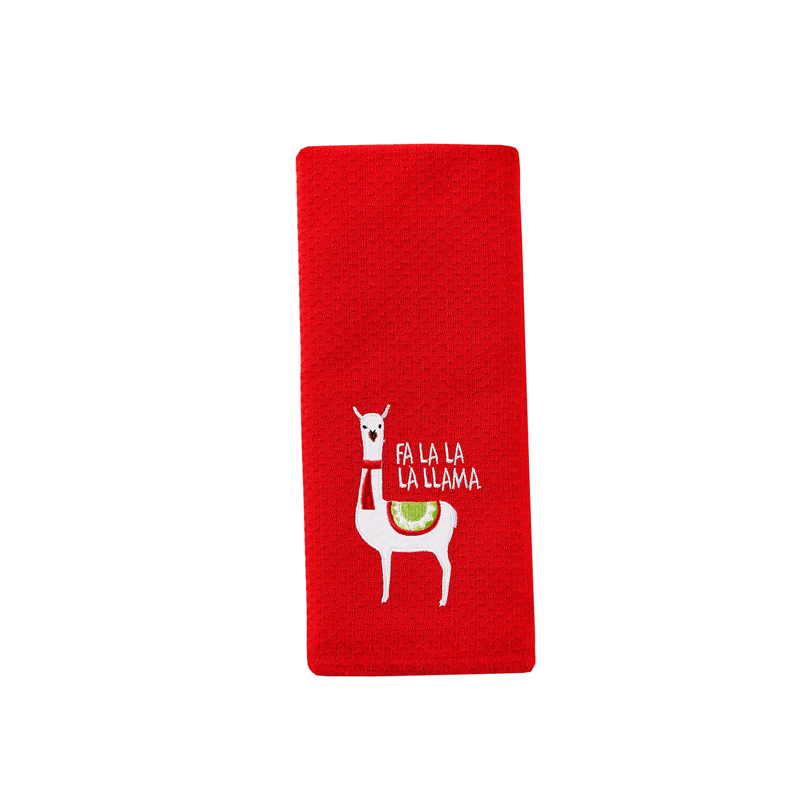 Skl Home Fa La Llama 2-Piece Dish Towel Set, Red