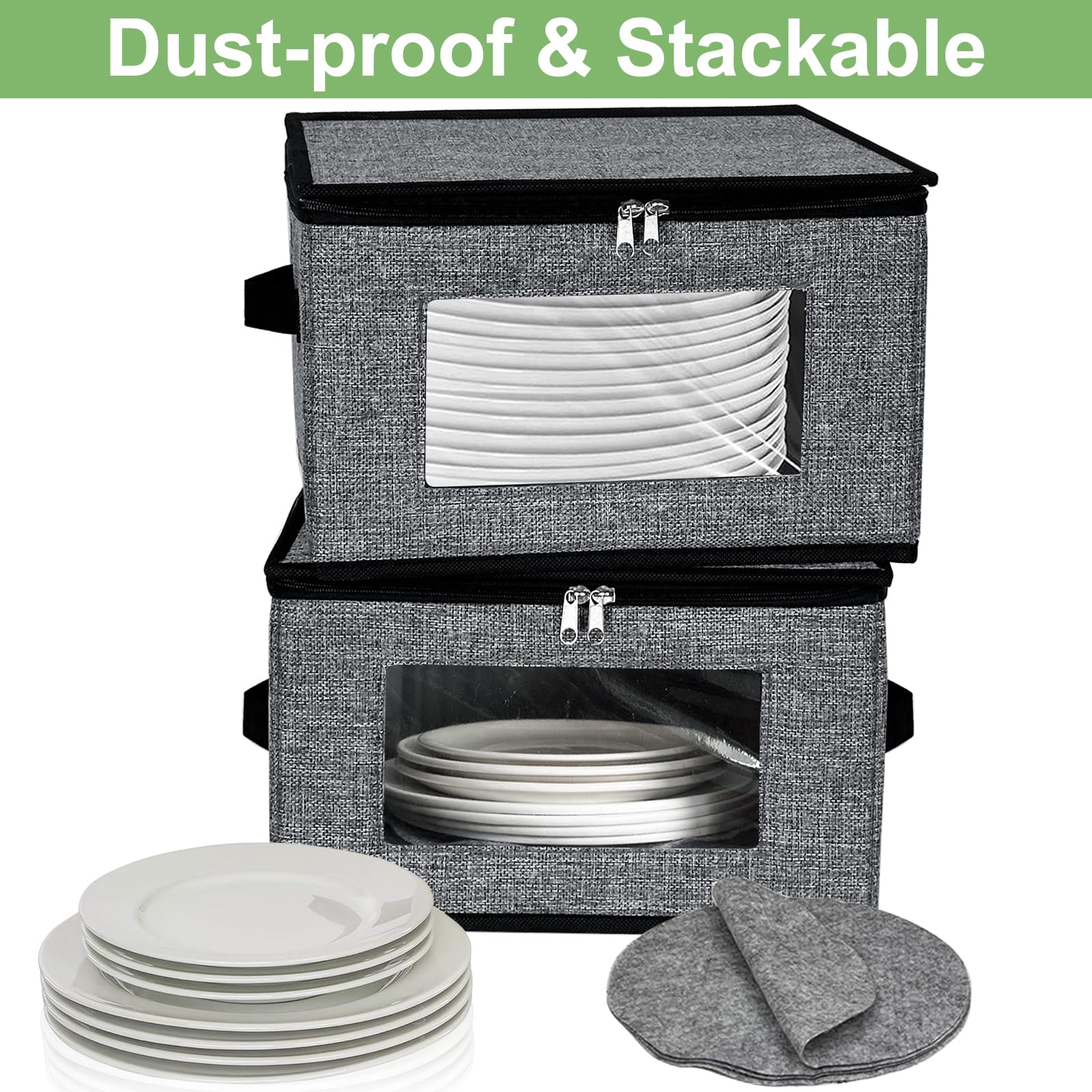 China Storage Containers, 12 Inch Dish Dinner Plate Storage Containers, Hard Shell Quilted Dinnerware Storage Box Case With Lids