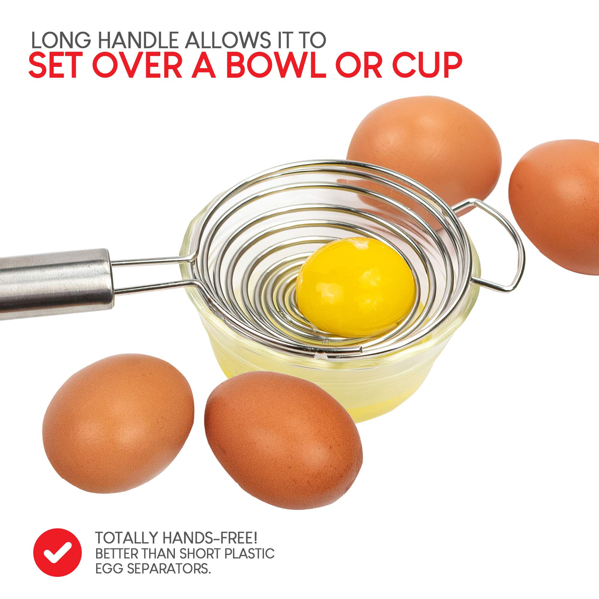 Stainless Steel Egg Separator Tool, Long Handled Egg White Separator No Drips And No Mess Egg Yolk And Egg White Extractor By Ex