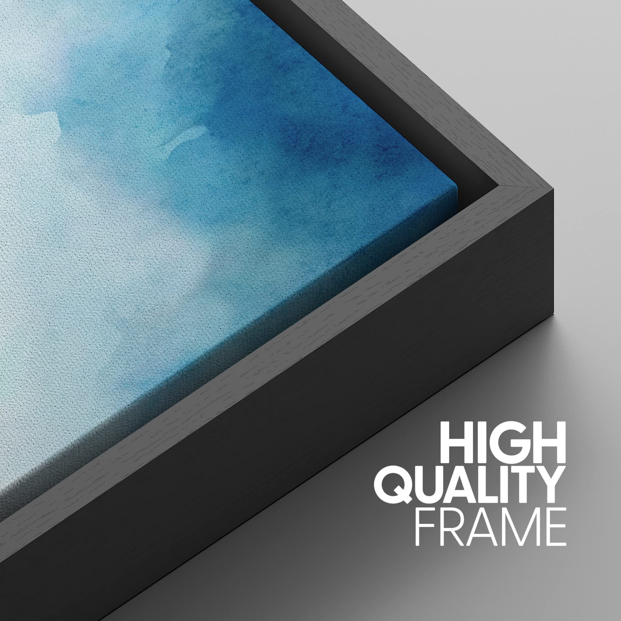 Signwin Framed Canvas Print Wall Art Set Vibrant Blue Pastel Paint Stroke Landscape Collage Abstract Shapes Illustrations Modern