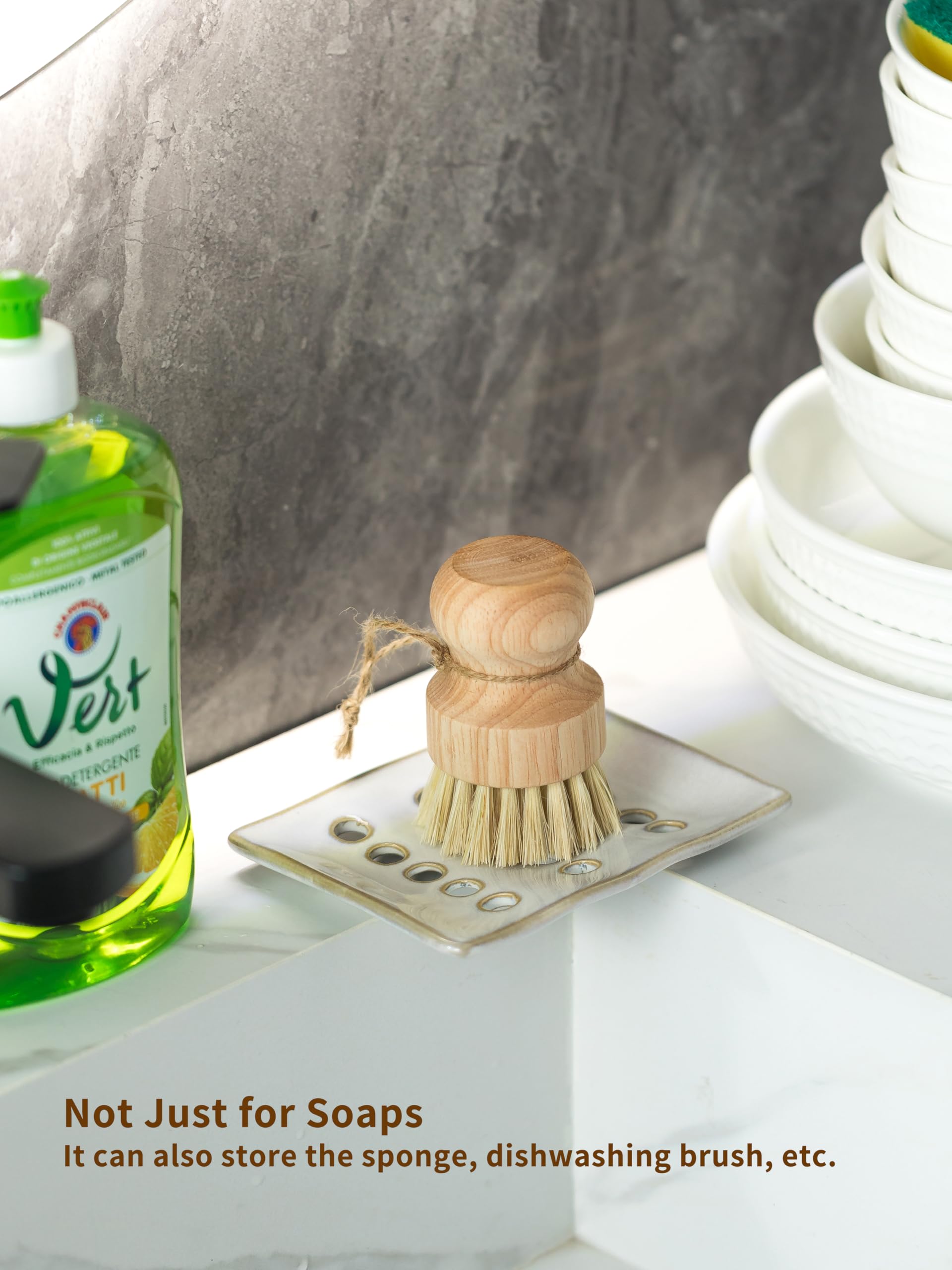 Cormomu Soap Dish With Self Drain, Bar Soap Holder For Bathroom And Kitchen Sink, Rectangular Soap Dishes For Shower Ceramic Soa