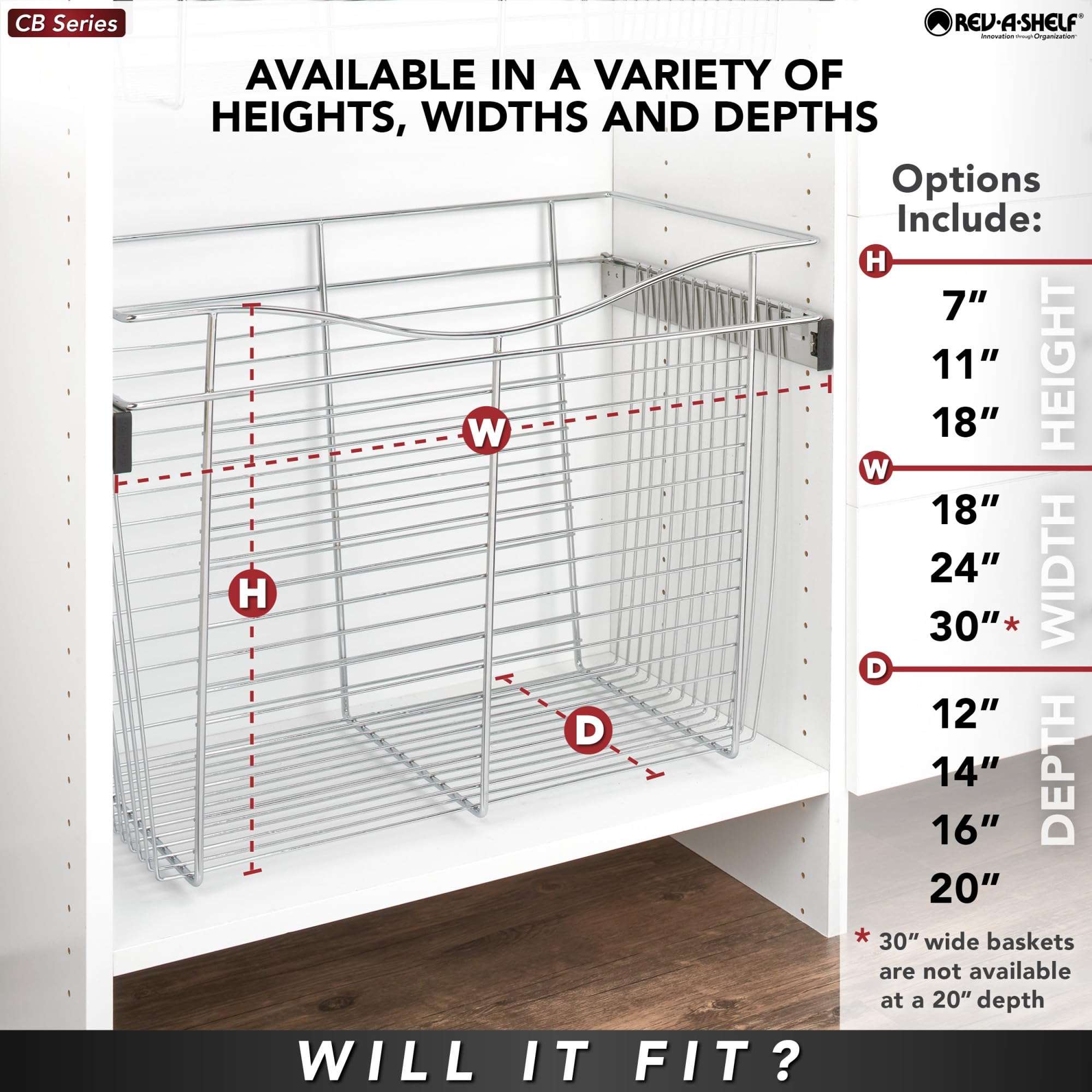 Rev-A-Shelf - Cb-241407Cr-1 - Chrome Closet Pull-Out Basket