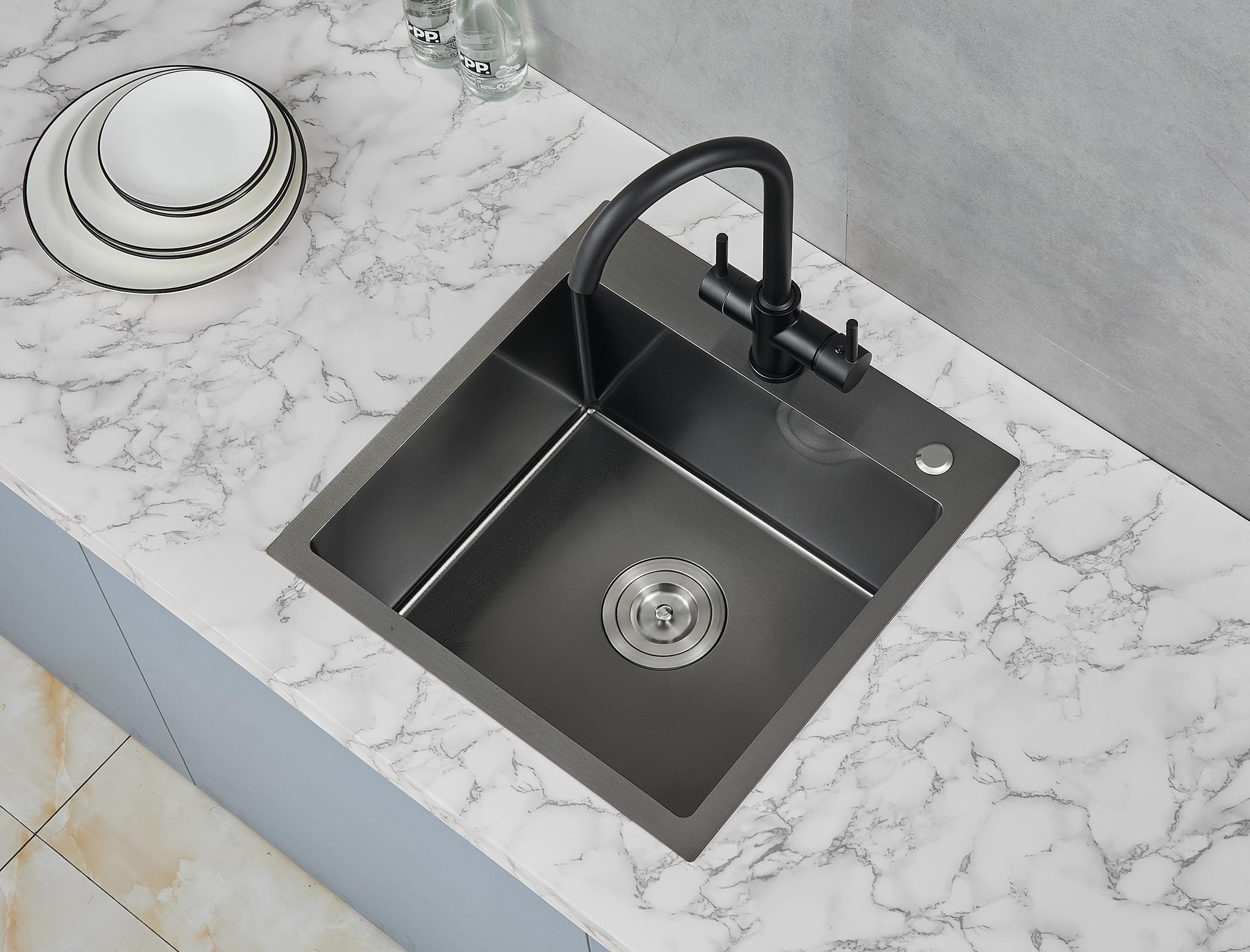 Popfly 18  18 Inch Drop In Bar Prep Sink, 304 Stainless Steel Top Mount Handmade Single Bowl Sink 9 Inche Deep Small Kitchen Sin