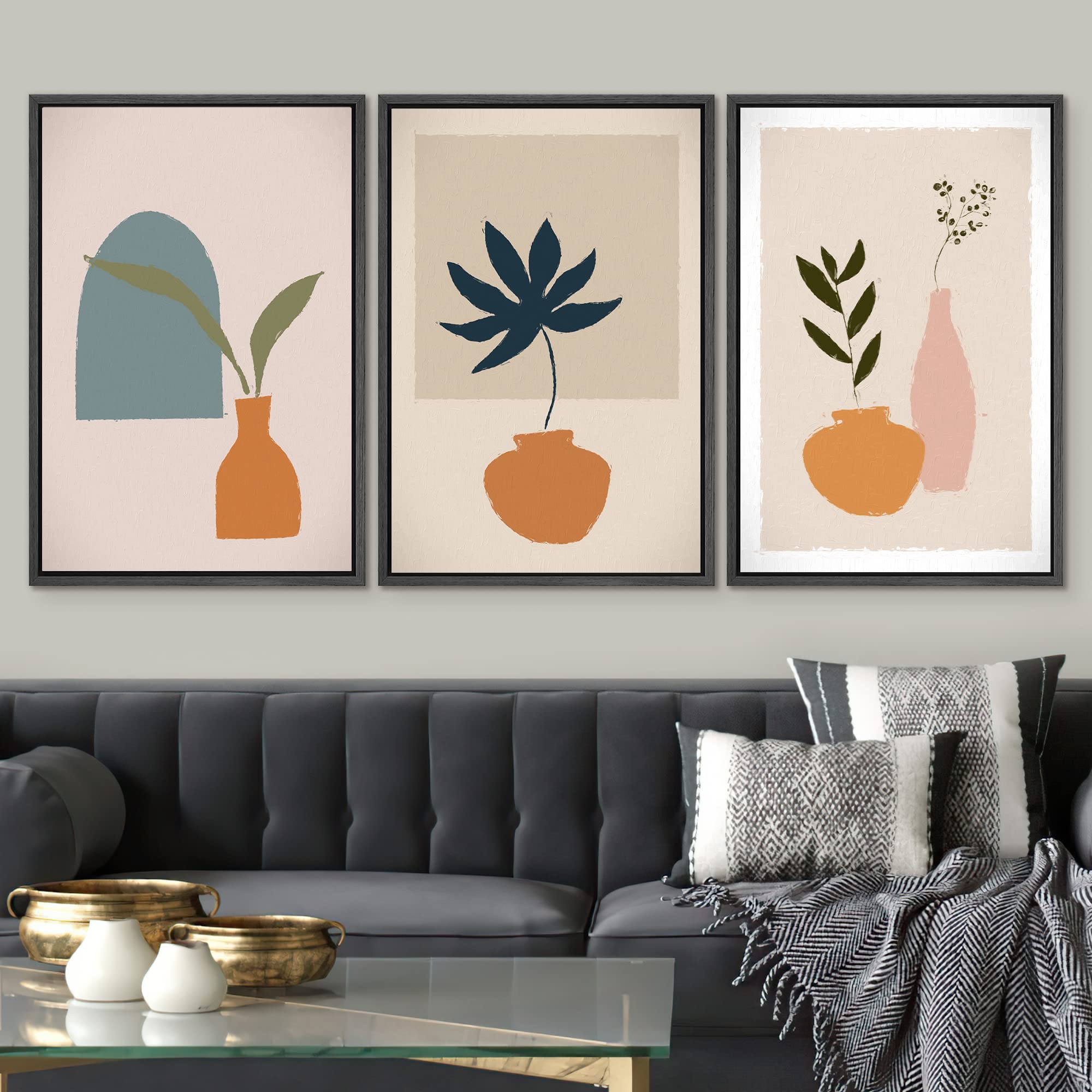 Signwin 3 Piece Framed Canvas Wall Art Illustration Canvas Prints Home Artwork Decoration For Living Room,Bedroom - 16''X24''X3