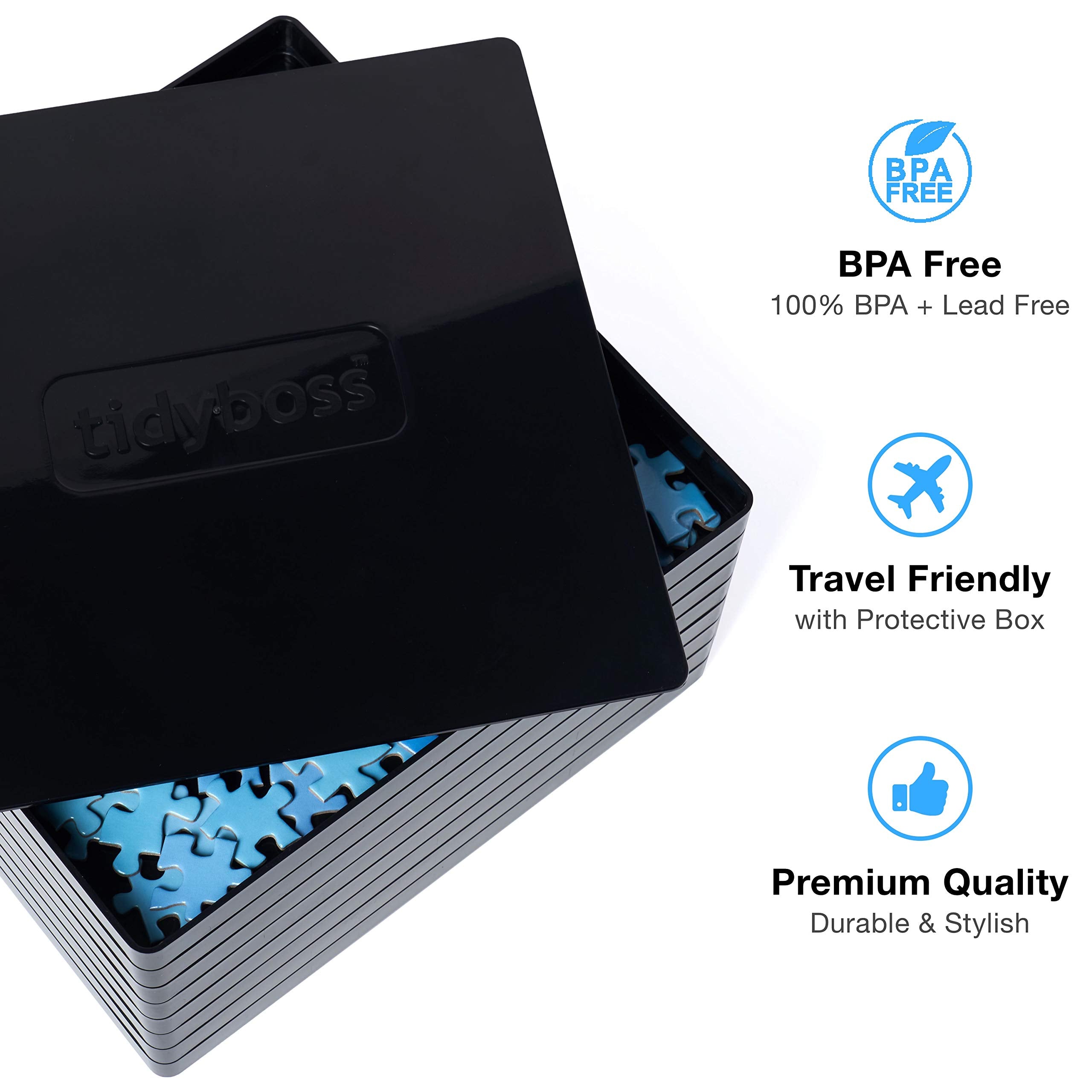 8 Puzzle Sorting Trays With Lid 10 X 10 Inches - Jigsaw Puzzle Accessories Black Background Makes Pieces Stand Out To Better Sor