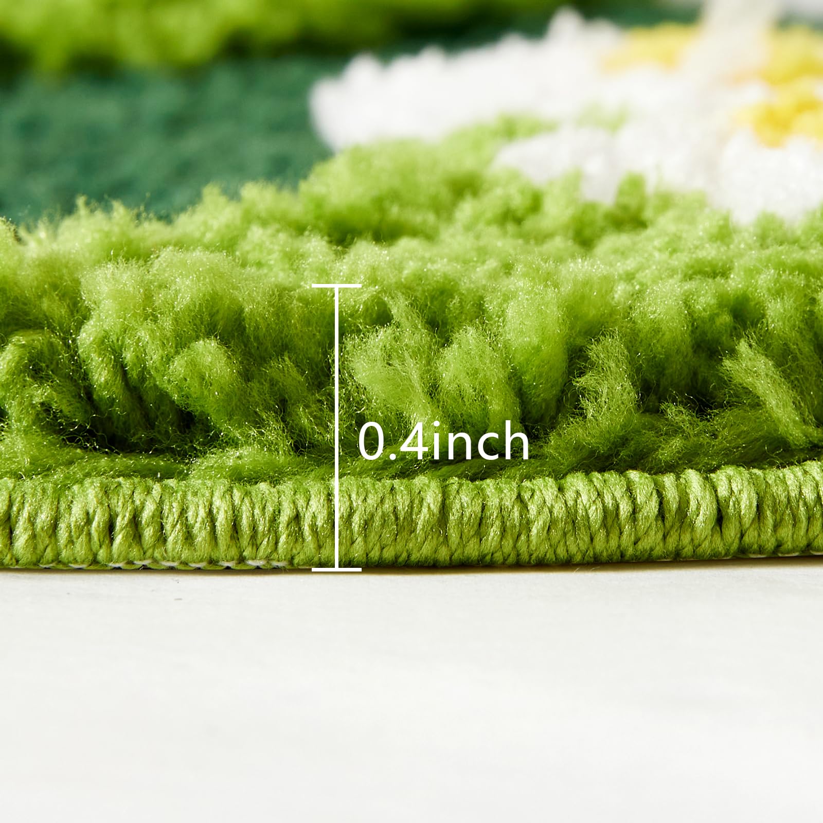 Ouyattle Cute Green Bath Mat Floral Moss Spring Daisy Flower Bathroom Rugs Non Slip Machine Washable Super Absorbent, Irregular