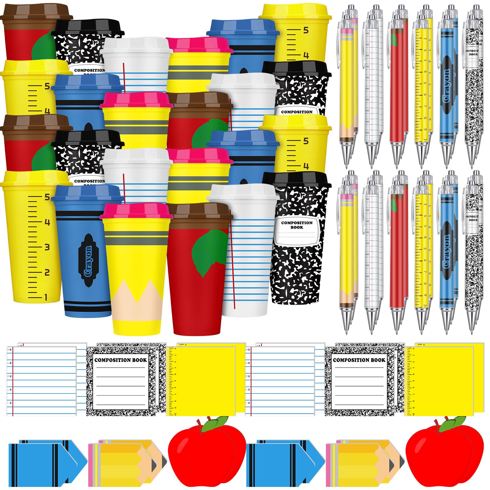 Honeydak 24 Set Back to School Teacher Gift Bulk Teachers Appreciation Gifts in Bulk Teacher Tumbler Cute Composition Notebook S
