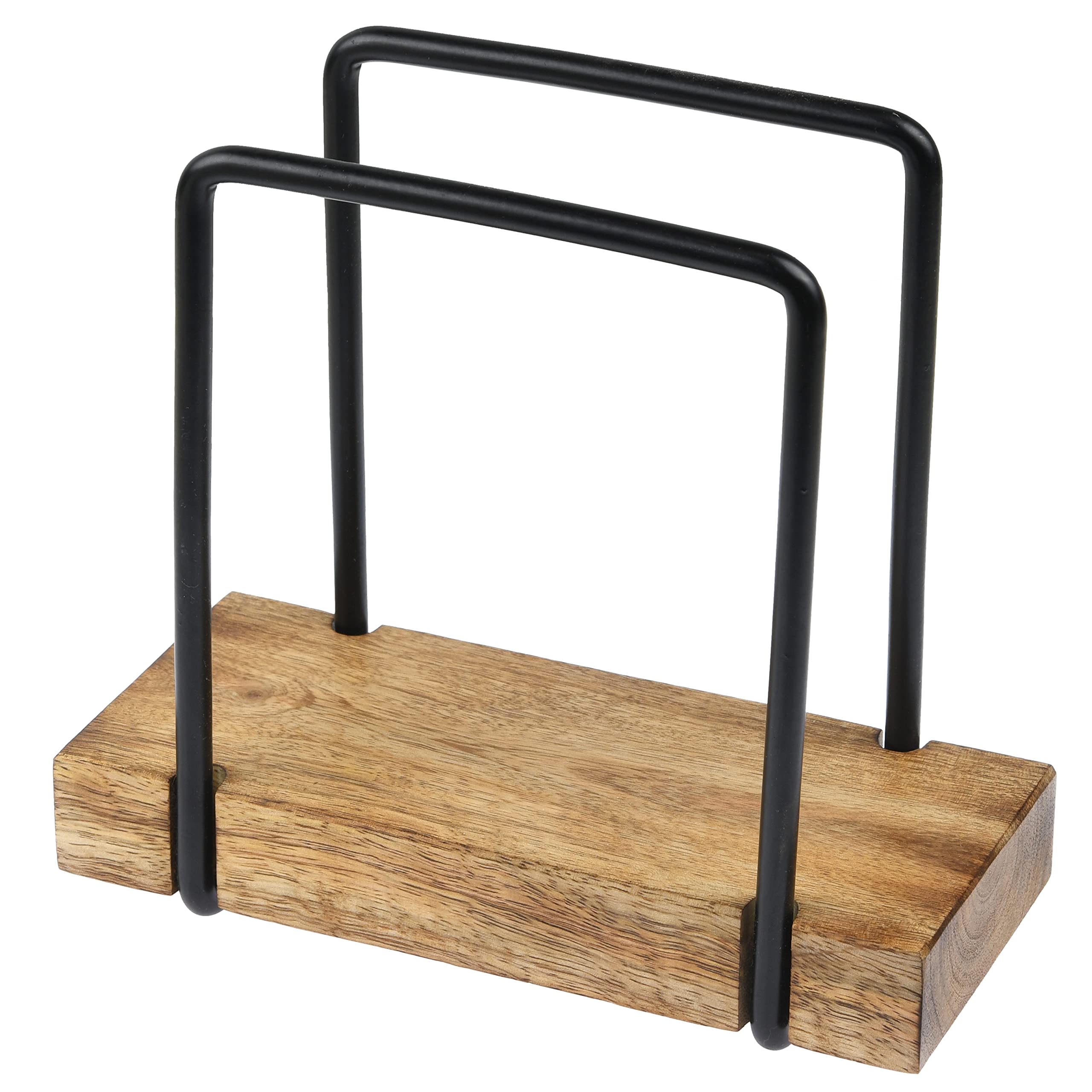 Tribello Modern Farmhouse Napkin Holder, Standing Vintage Napkin Holder For Tables, Steel And Wooden Base Kitchen & Dining Room