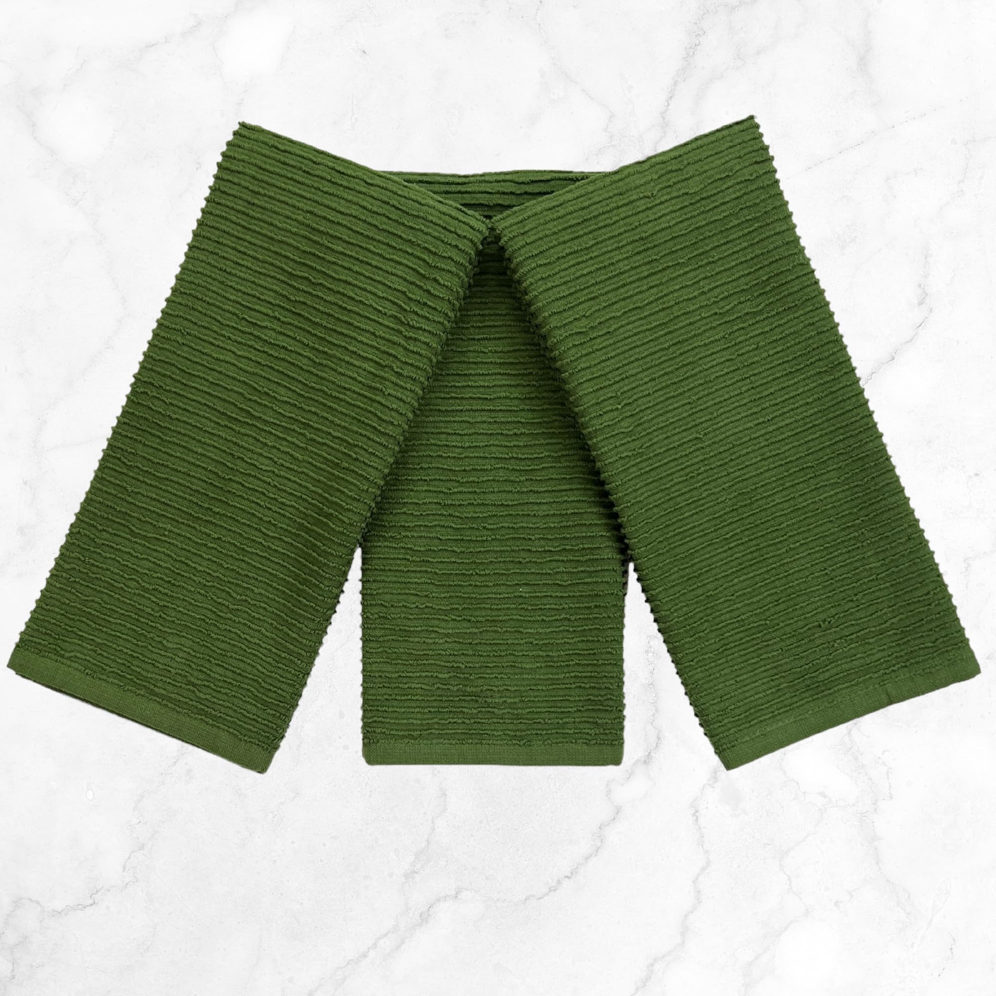 Avocado Forest Green Kitchen Hand Dish Towels: Oversized 28'' X 18'',100% Cotton Cloth Soft Cleaning Drying Absorbent Ribbed Des