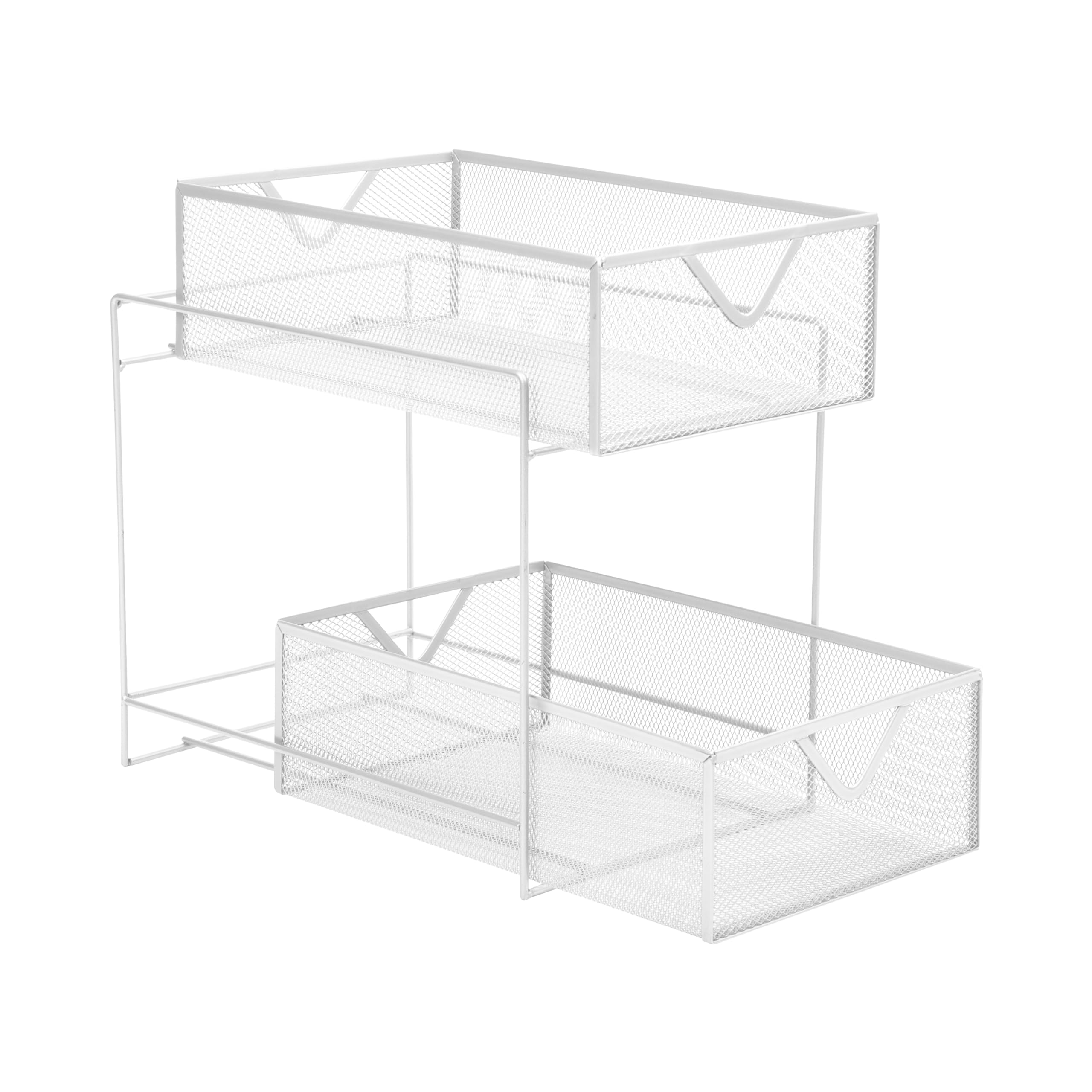 Mind Reader Accessory Organizer, Supply Storage, Makeup Crafts, Office, Kitchen, Metal, 8.25'' L W X 12.5'' H, One Size, White 2