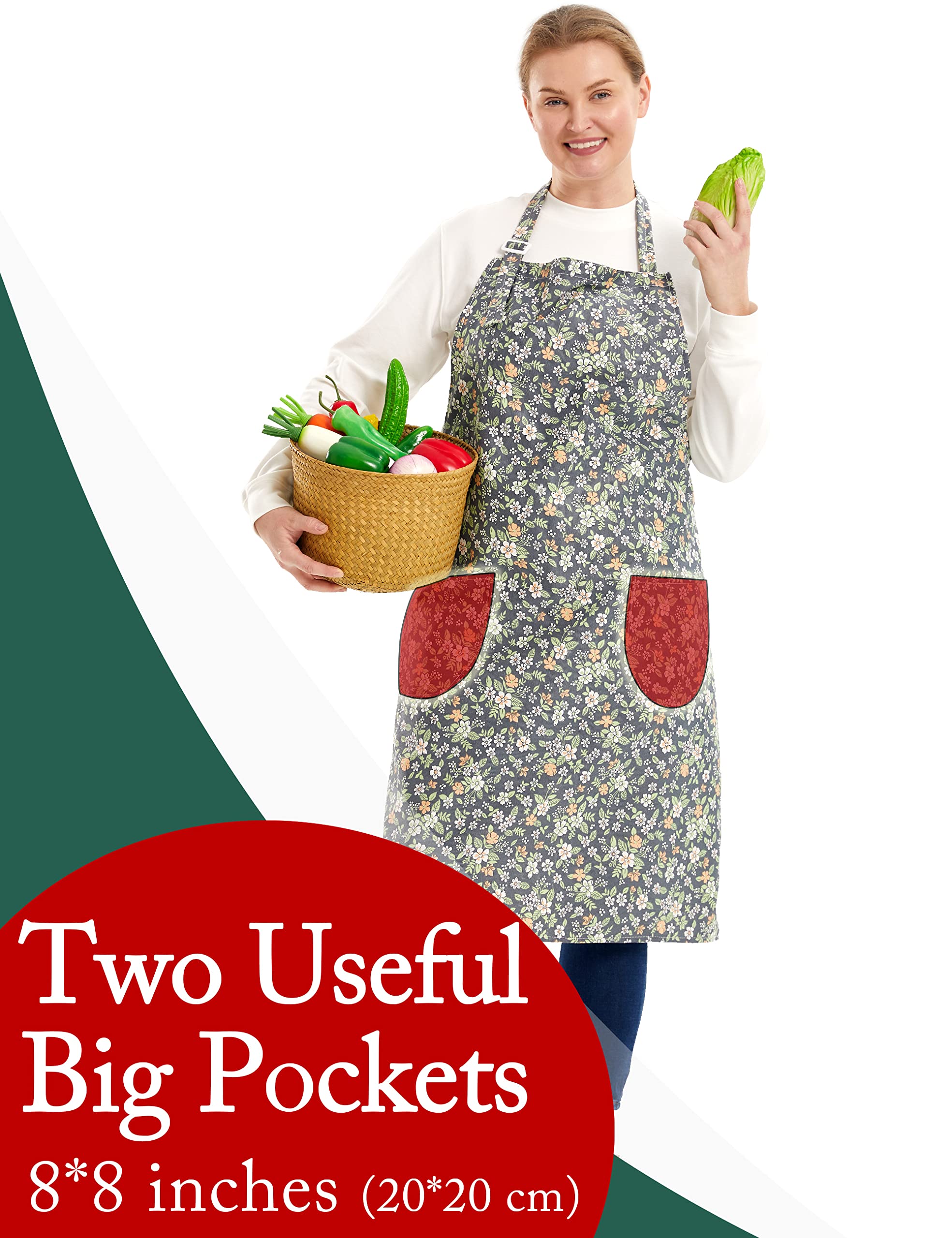 Apronner Cotton Linen Baking Plus Size Aprons For Women With Pockets Kitchen Cooking Pastoral Style