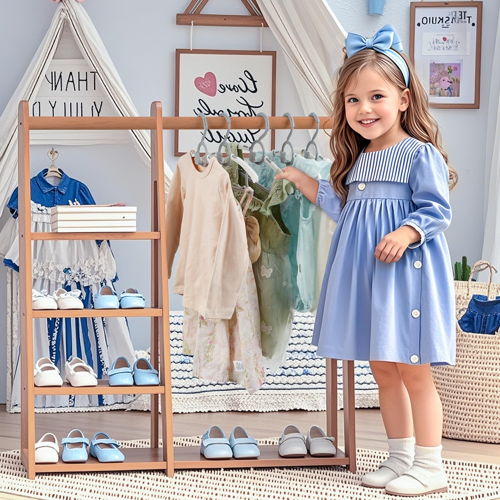 Piglog Baby Hangers 60 Pack Kids Hangers-Extendable Adjustable Non-Slip Plastic Kid Hangers For Closet,Stackable Baby Clothes Ha