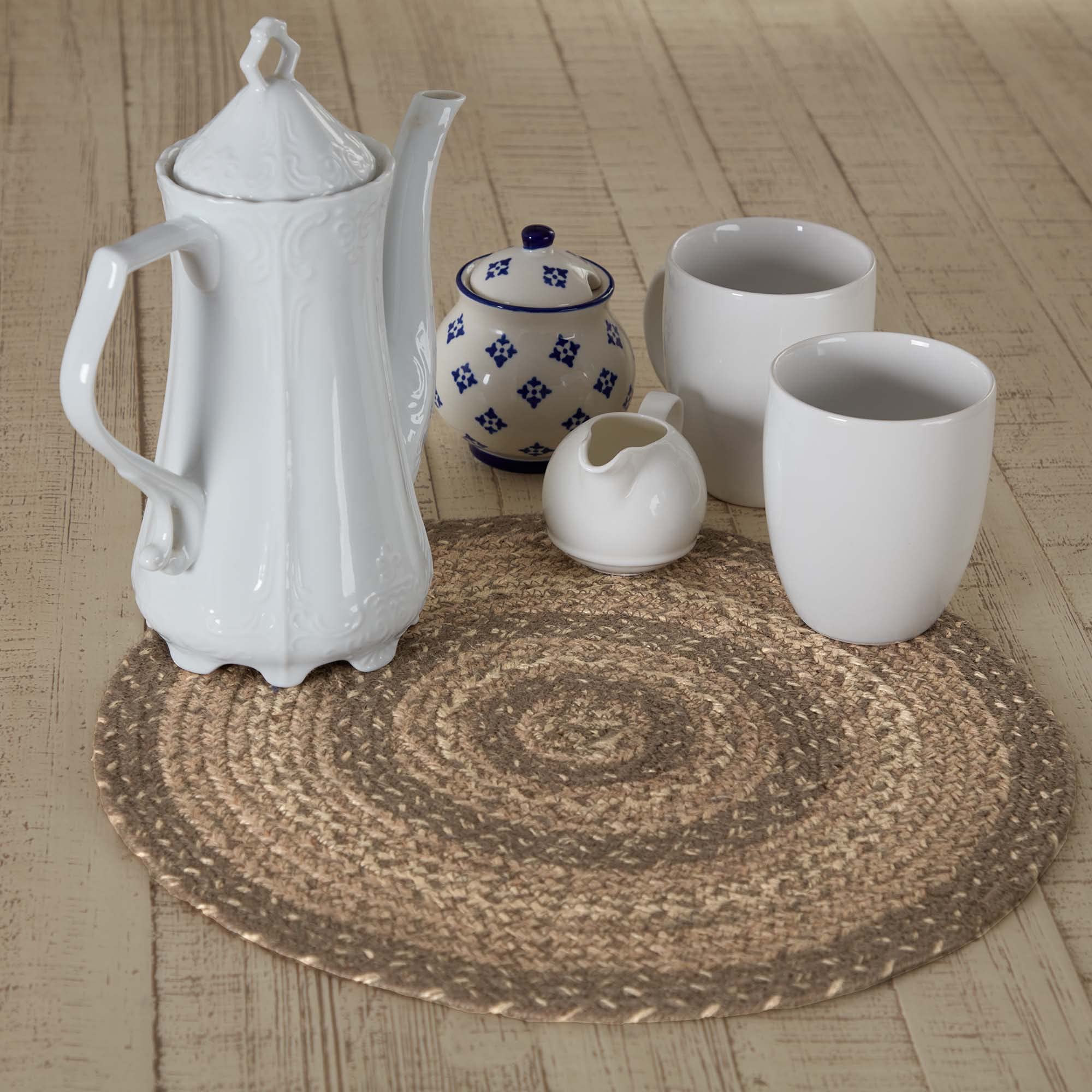 Vhc Brands Cobblestone Trivet Hot Pad For Pots Pans, Tan Grey White, Jute Blend, Round Circle, 15 Inches