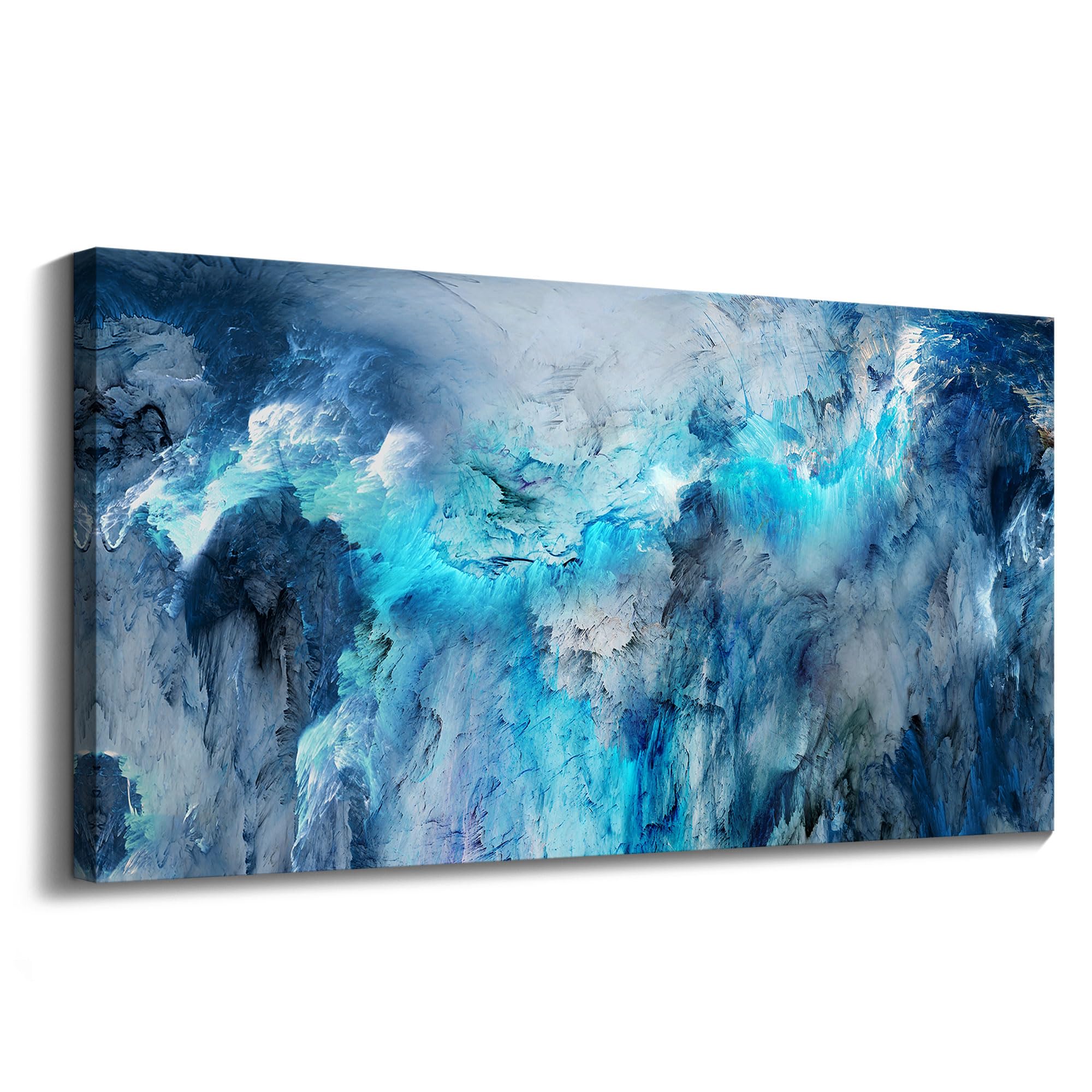 Mofutinpo Large Abstract Canvas Art | Modern Contemporary Wall Decor For Living Room, Bedroom, And Office | Serene Blue Abstract
