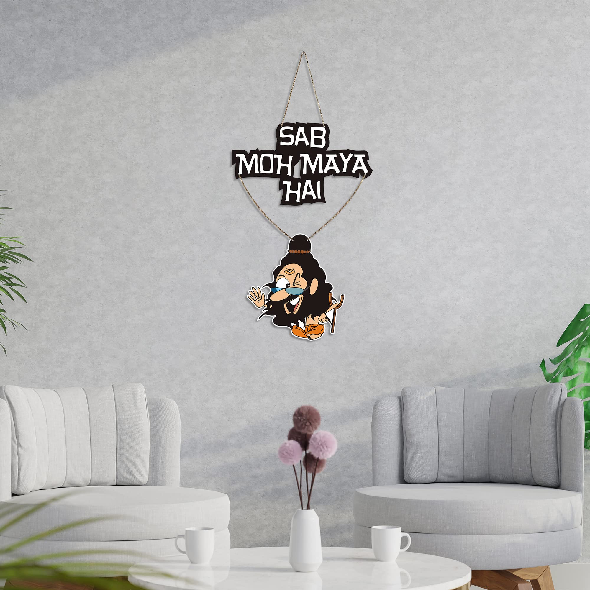 Artvibes Funny Baba Wood Wall Hanging with Quotes for Home Decor | Office | Gifts | Living Room |Wooden Decorative Items | Desig