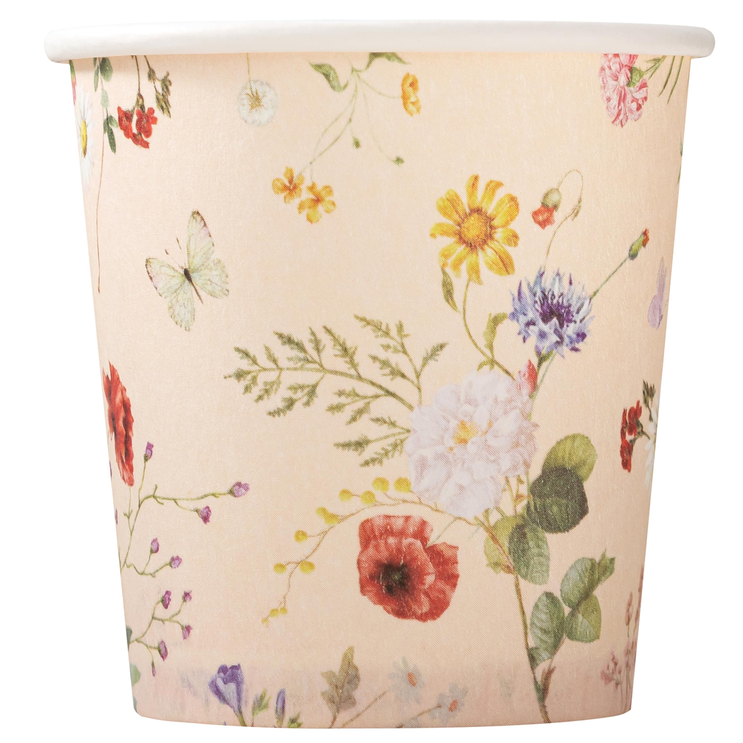 Crisky 5oz Paper Cups Dixie Cup[300 Pack], Disposable Bathroom Cups, Elegant Vintage Floral Small Mouthwash Cup, Hot/Cold Bevera