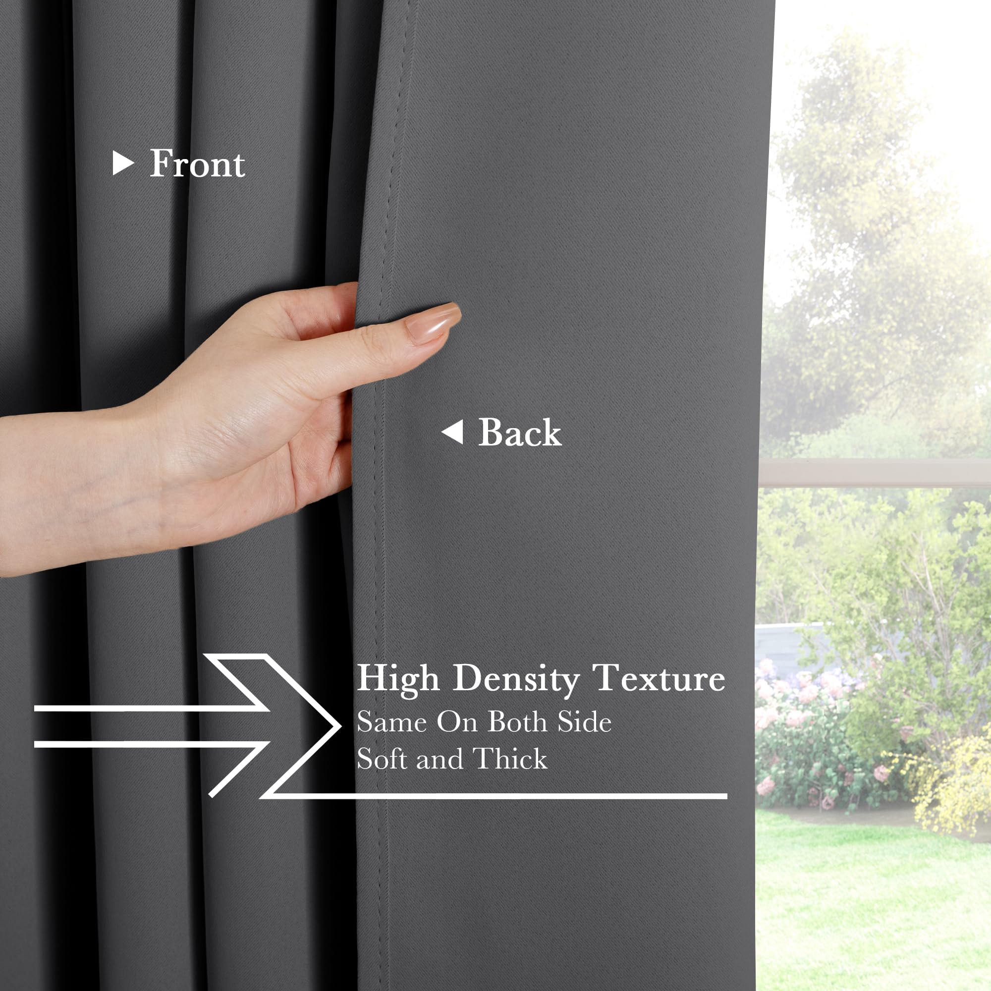 PONY DANCE Curtains 45 inch Length - Double Panels Back Tab & Rod Pocket Thermal Insulated Short Blackout Drapes for Kitchen Bed