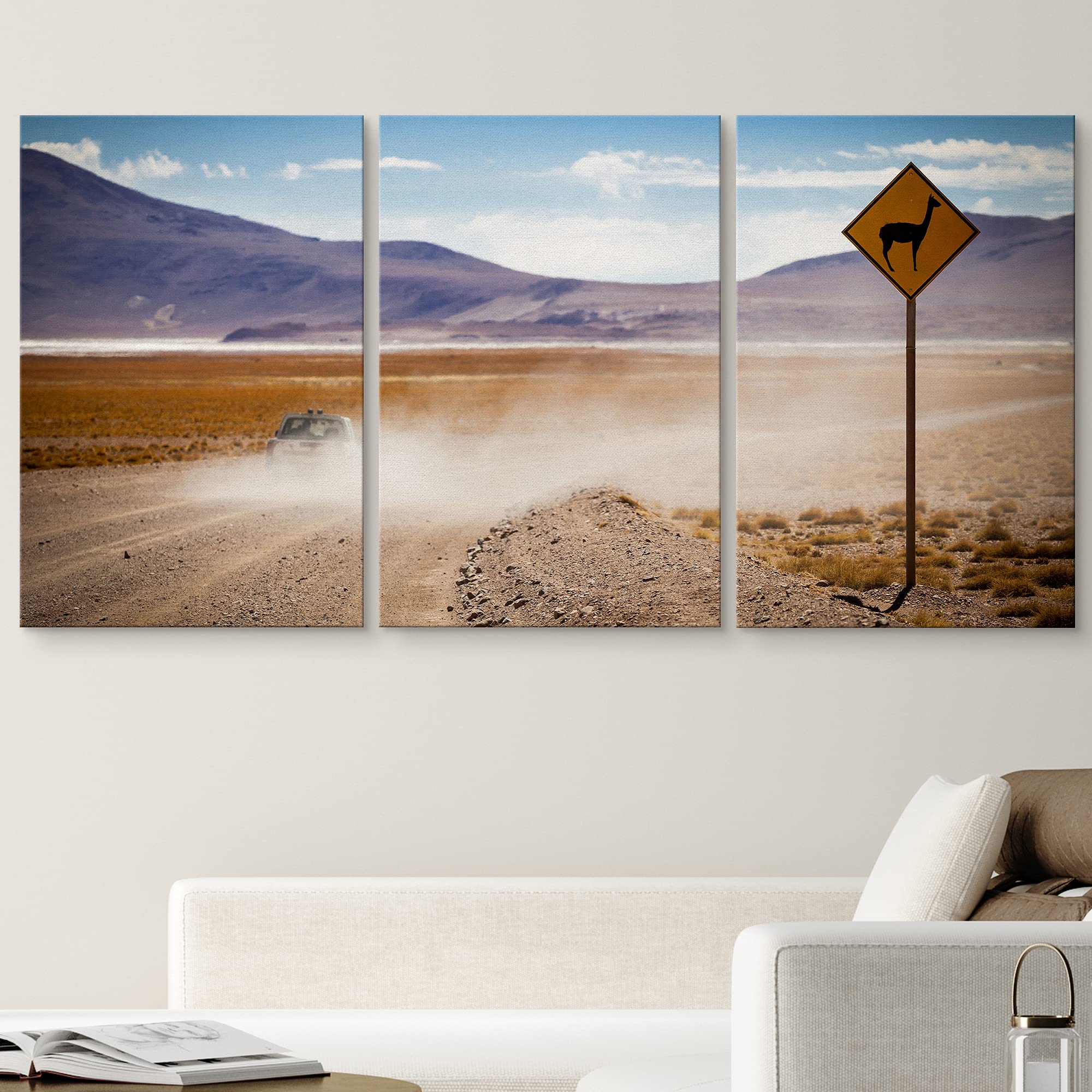 Wall26 Canvas Print Wall Art Set Llama Warning Sign In Bolivian Desert Nature Wilderness Photography Realism Rustic Landscape Co