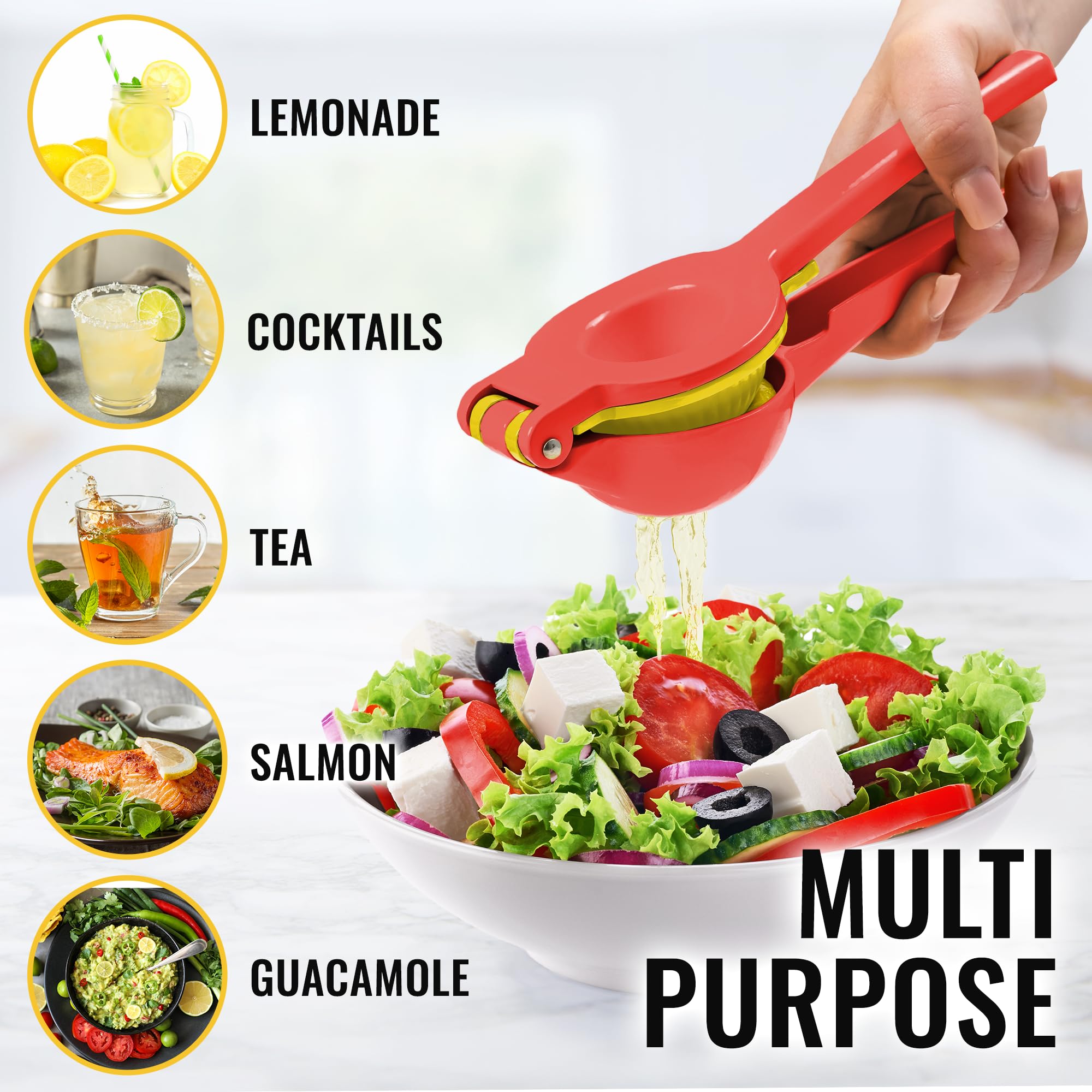 Zulay Metal 2-In-1 Lemon Squeezer Manual - Sturdy, Max Extraction Hand Juicer Lemon Squeezer Gets Every Last Drop - Easy To Clea
