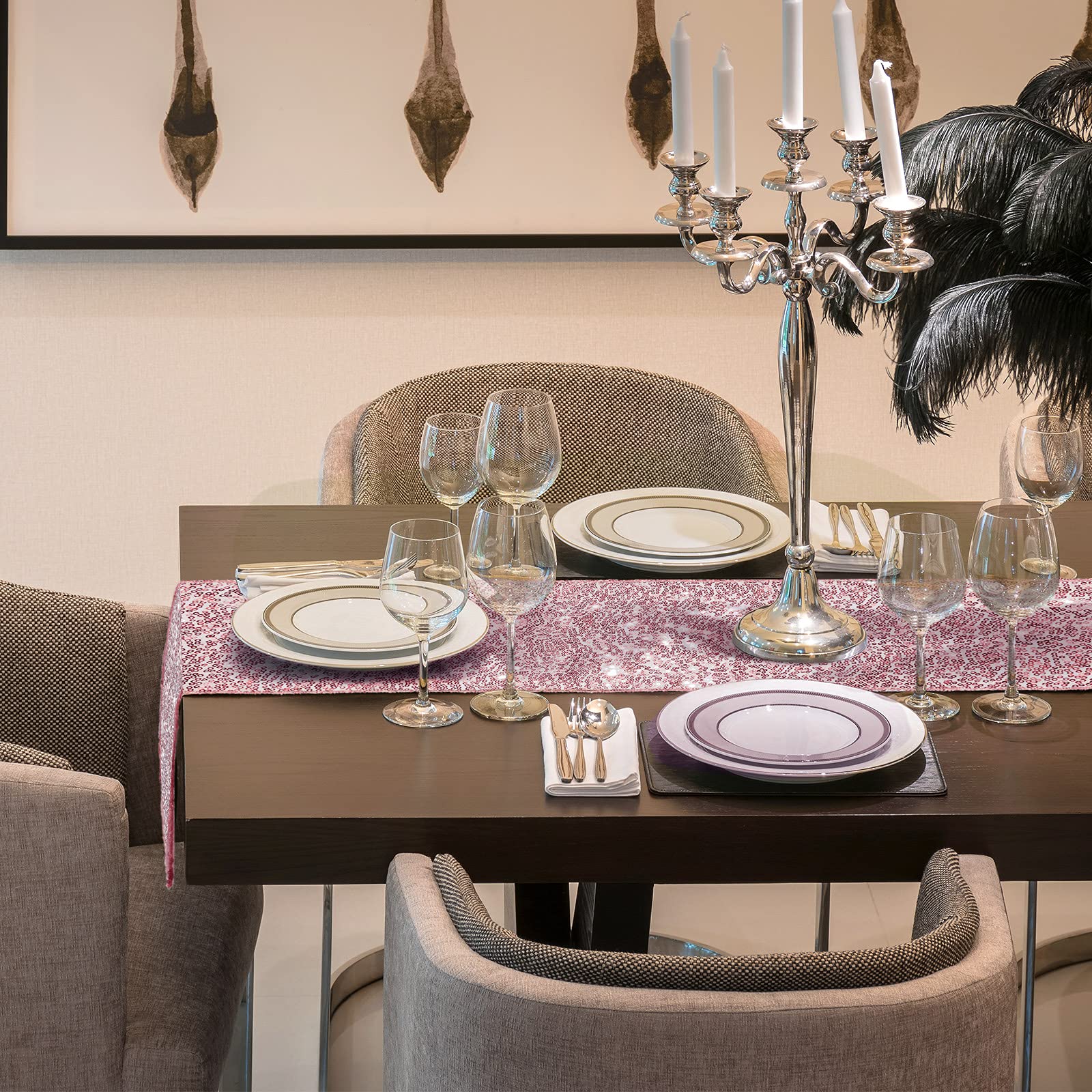 6 Pieces 12 X 108 Inches Sequin Table Runners Glitter Sequin Runner Rectangular Table Runner Cloth For Christmas New Year Birthd