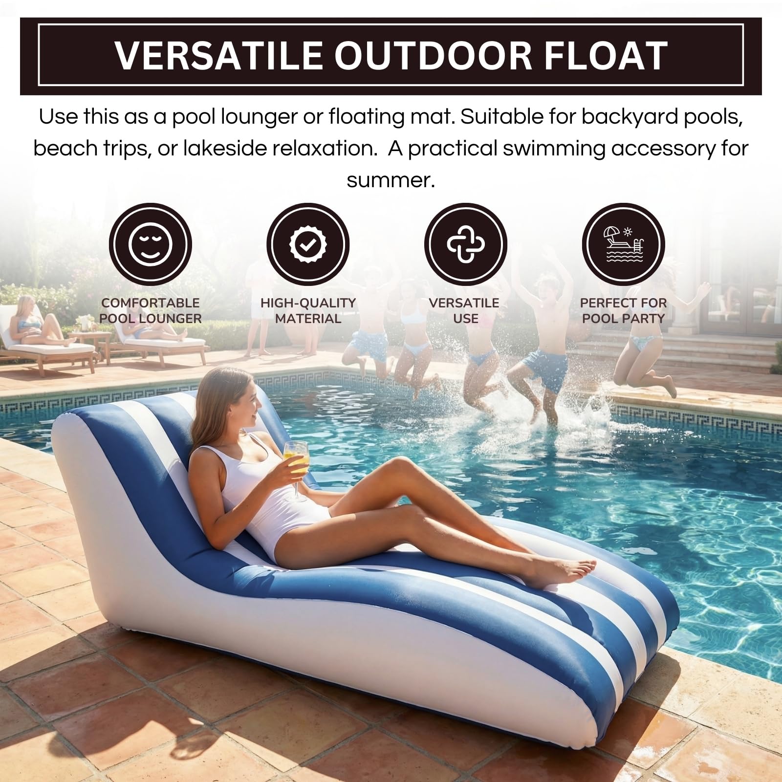 Mediterranean Stripe Pool Lounger
