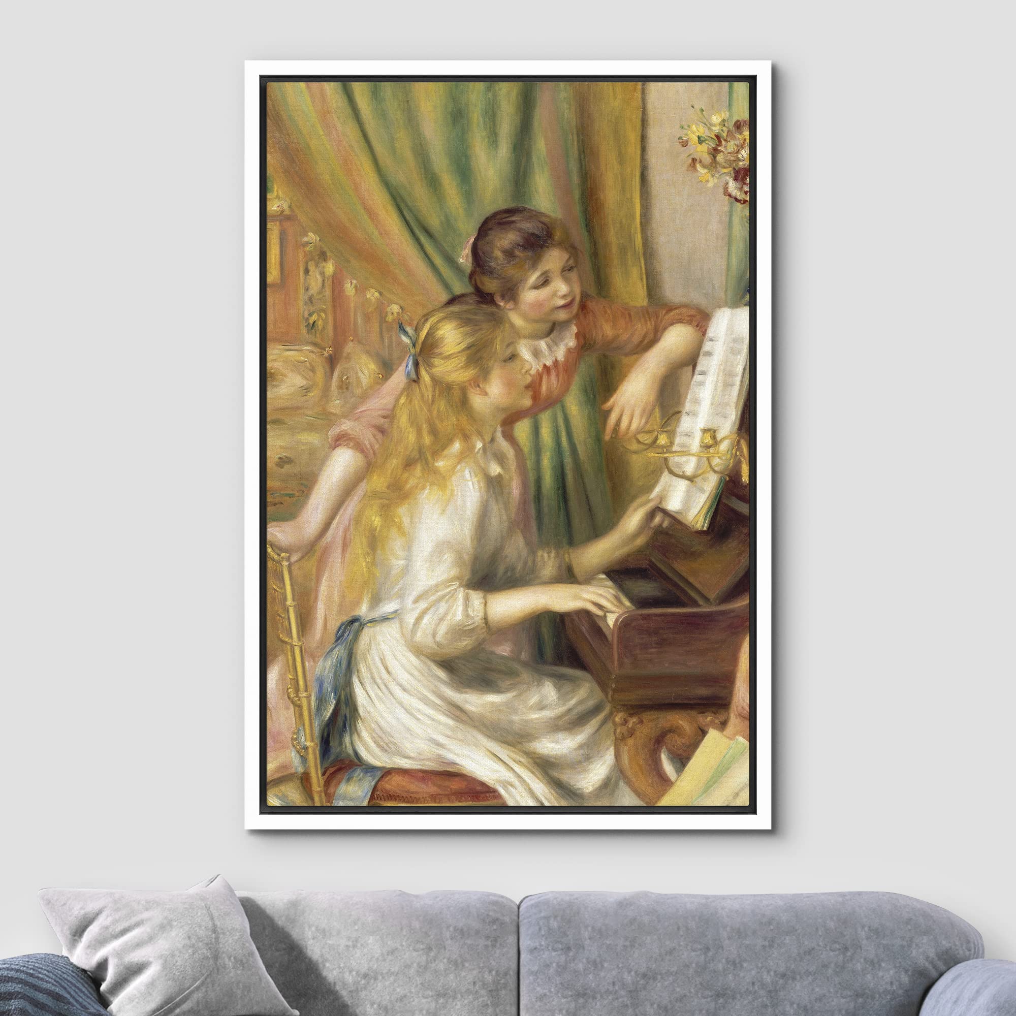 Wall26 Framed Canvas Print Wall Art Young Girls At The Piano By Pierre Renoir People Historic Illustrations Fine Art Traditional
