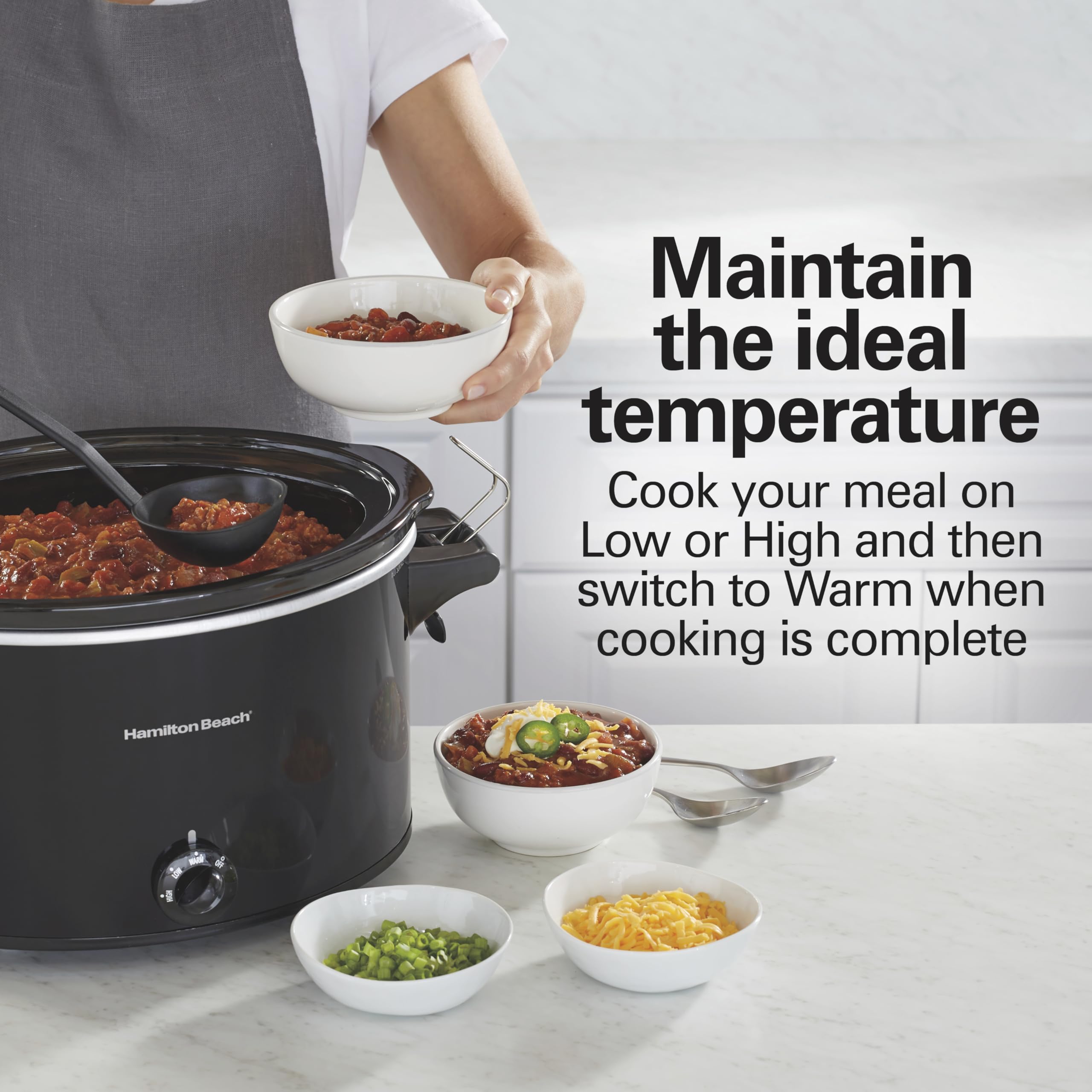 Hamilton Beach Slow Cooker 10 Quart, Black, Portable with Lid Lock, Dishwasher Safe Crock, Model 33195
