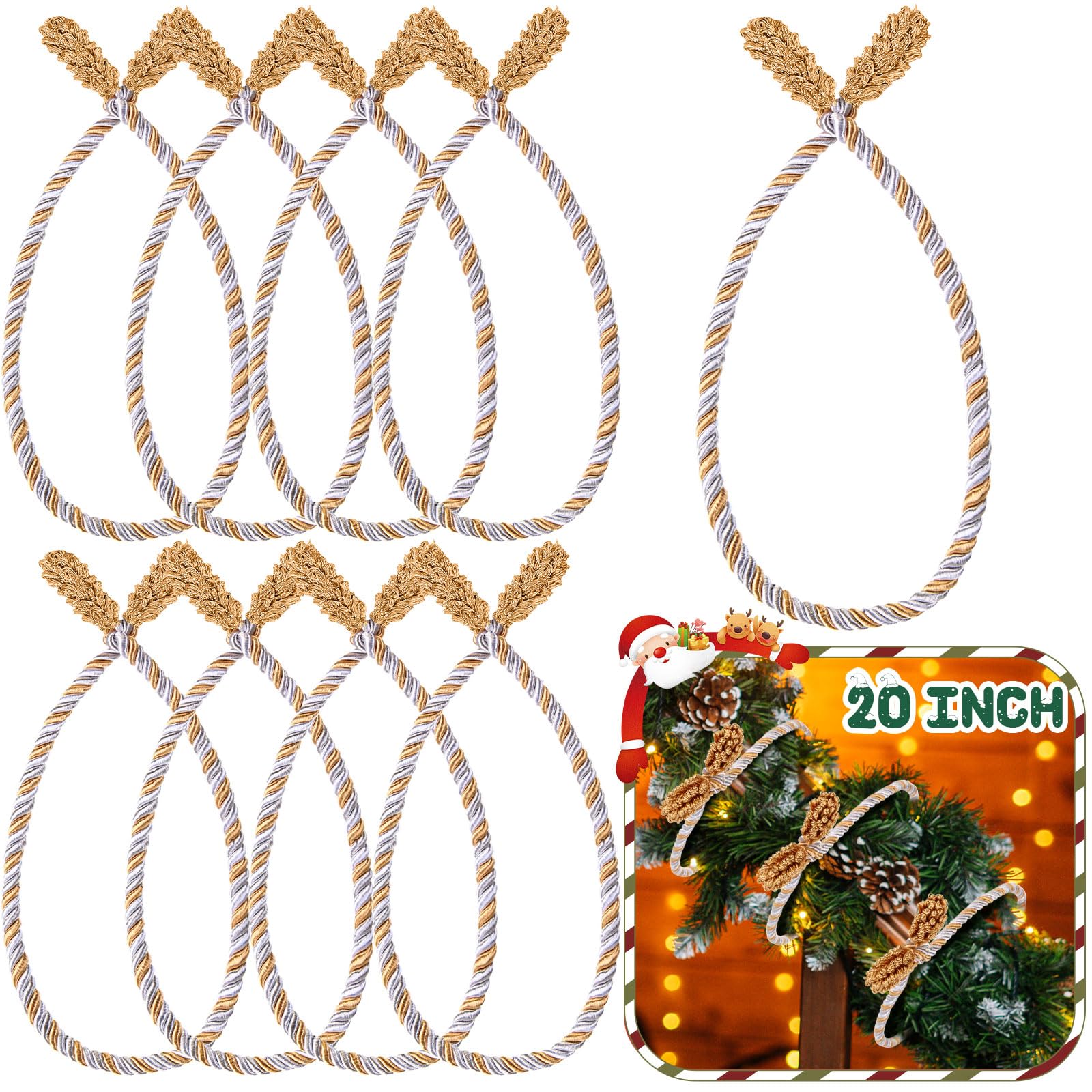 Zhengmy 8 Pcs 20 Inches Christmas Garland Ties Christmas Decorative Twist Ties for Banister Reusable and Flexible Twist for Xmas