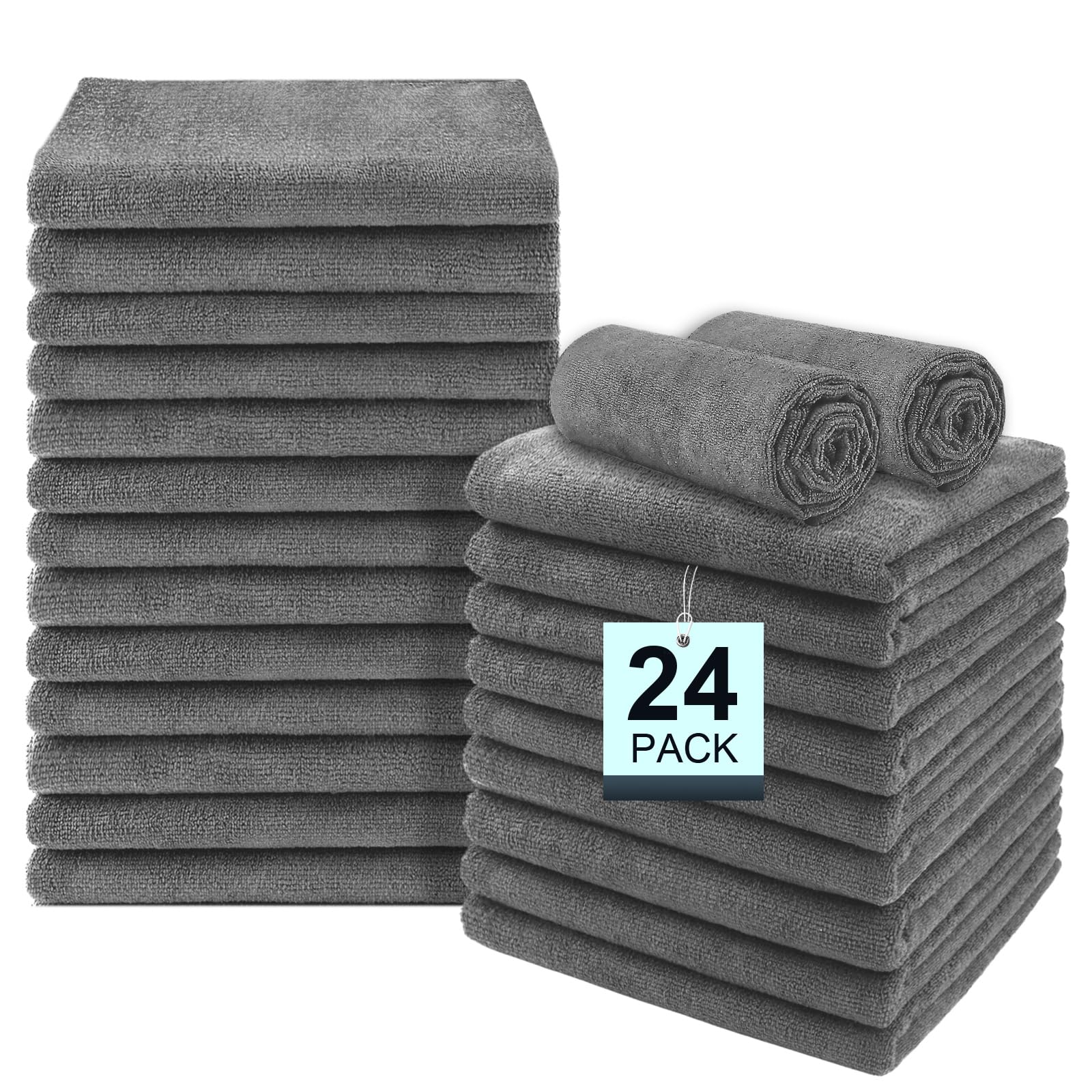 Unimade 24 Pack Gym Towels Set - Highly Absorbent And Quick Drying Microfiber Salon Towel, Premium Hand Cloths For Bathroom, Gym