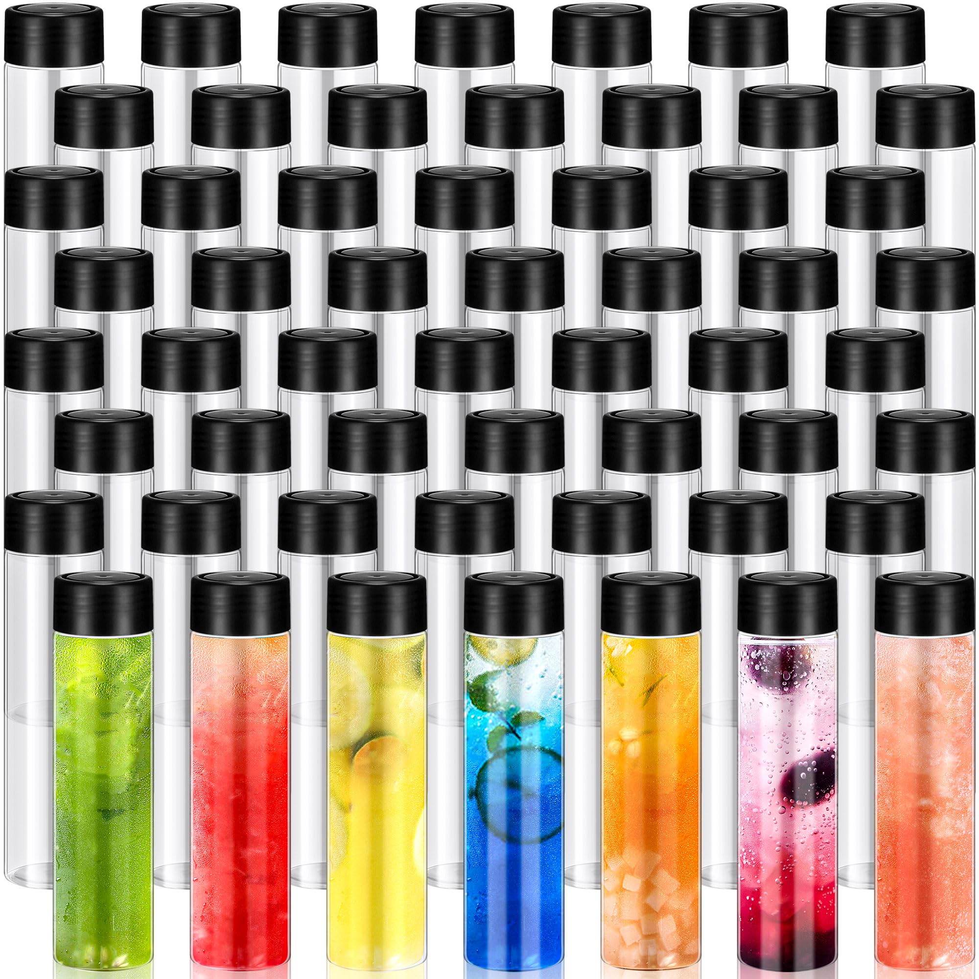 Lallisa 60 Pcs 13.5 oz 400 ml Plastic Juice Bottles with Caps juice containers with lids Bulk Water Bottles Empty Clear Drink Co