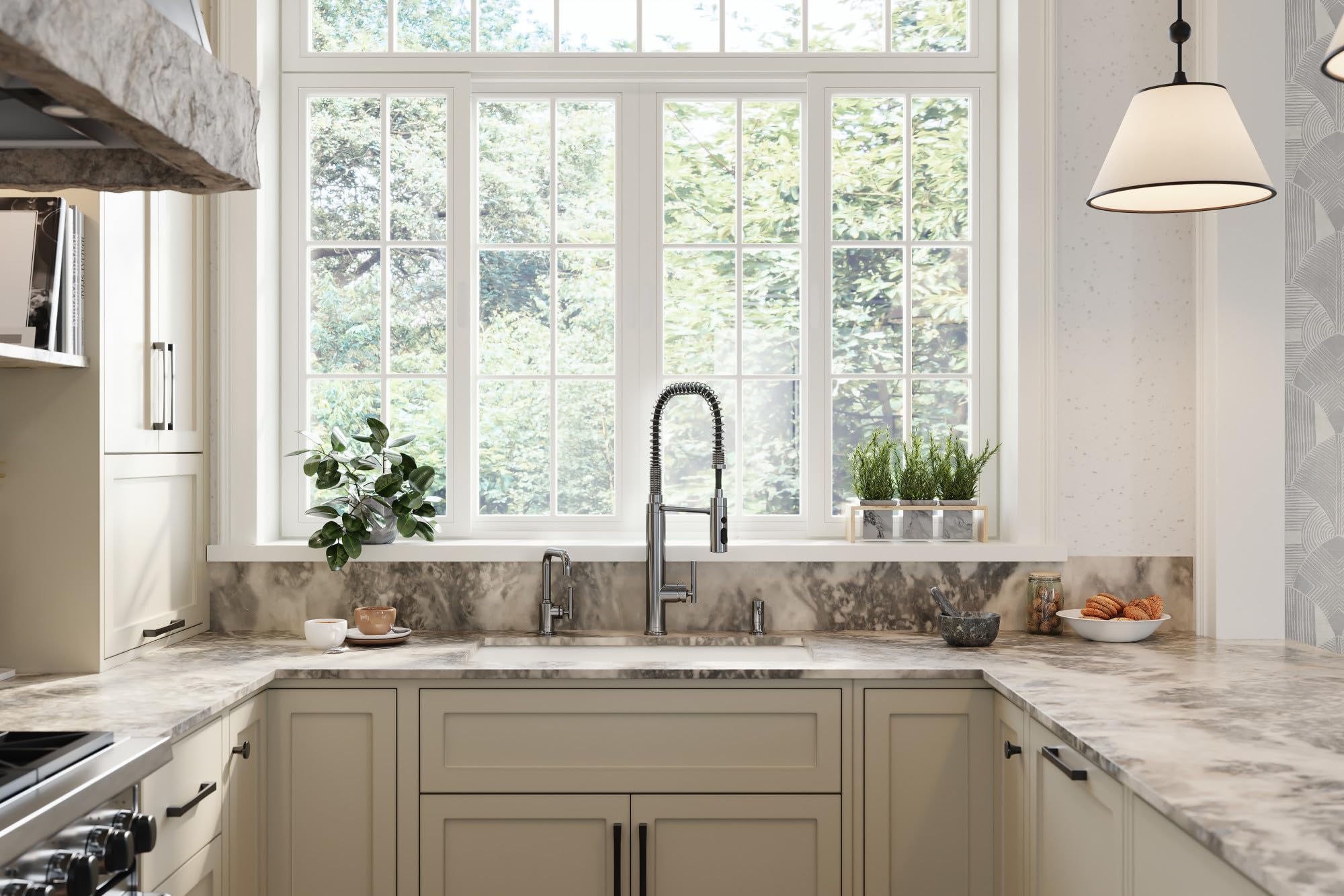 Kohler 24982-Tt Purist Semi-Pro Kitchen Faucet, Commercial Kitchen Sink Faucet With Pull-Down Sprayhead, Vibrant Titanium