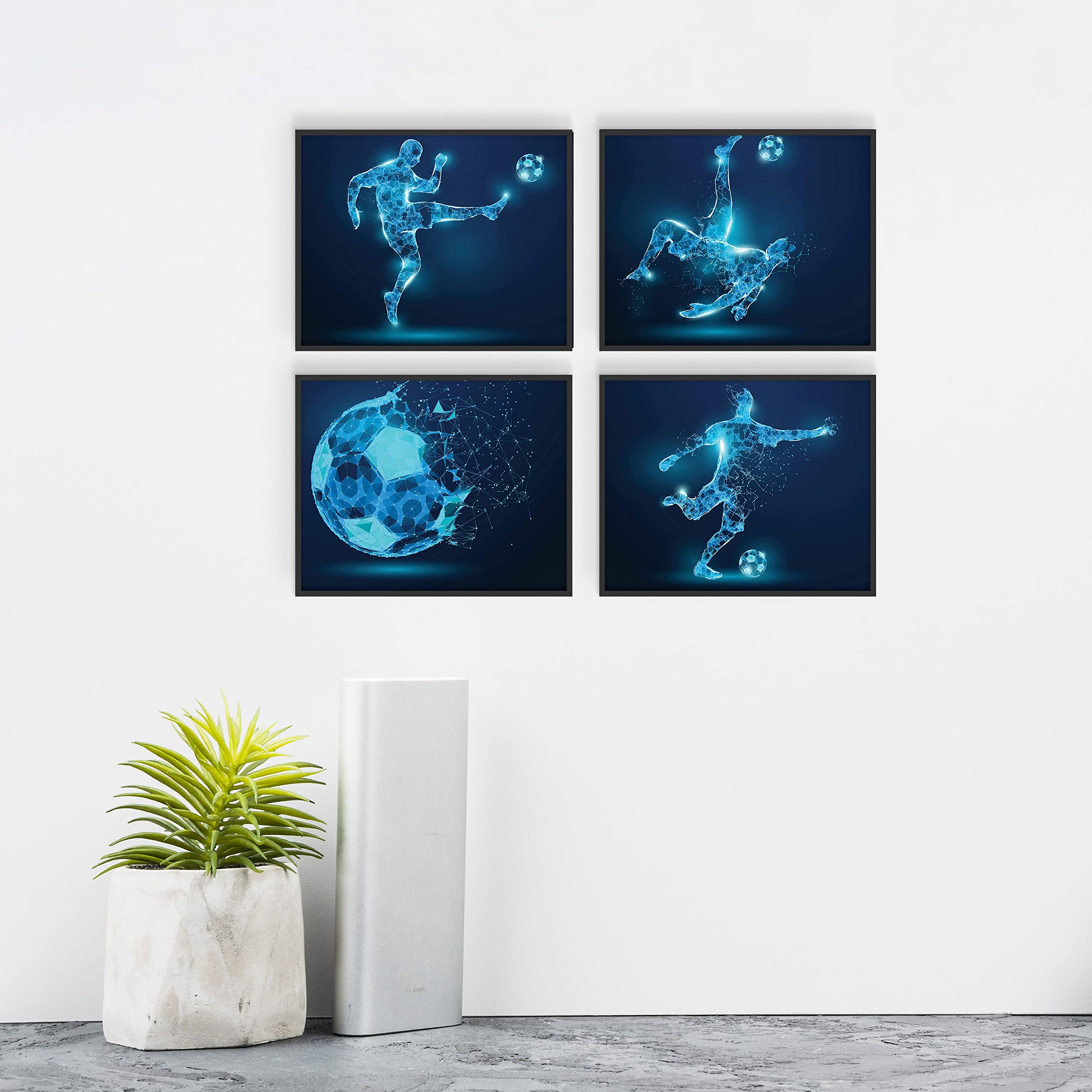 Soccer Wall Art Prints Set of 4 (8x10) Unframed Soccer Posters Soccer Room Decor For Men Kids Teenagers Soccer Poster Set For Bedroom Man Cave Soccer Wall Decor Soccer Boys Bedroom Decor X-Ray