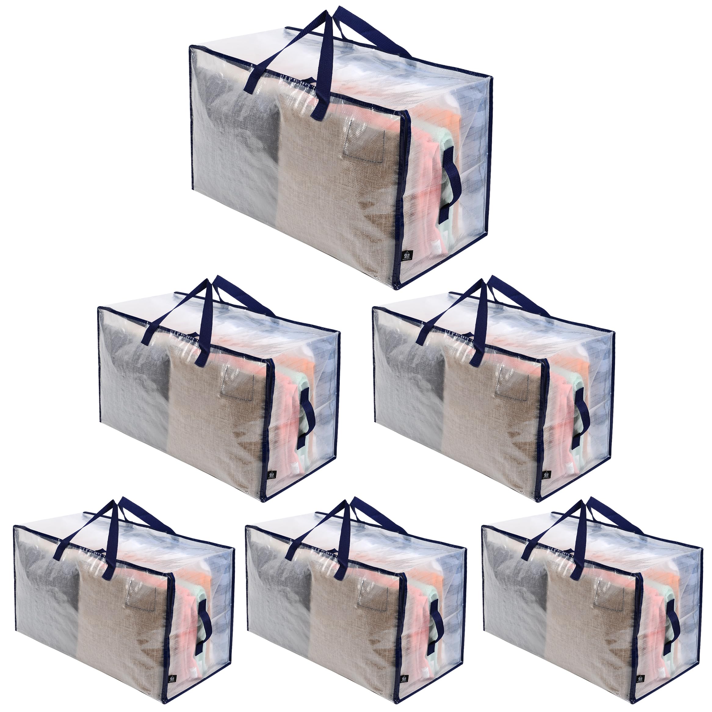 VENO 6 Pack Moving Bags, Moving Supplies, Moving Boxes, College Packing Storage Boxes with Lids Alternative, Heavy Duty Dorm Org