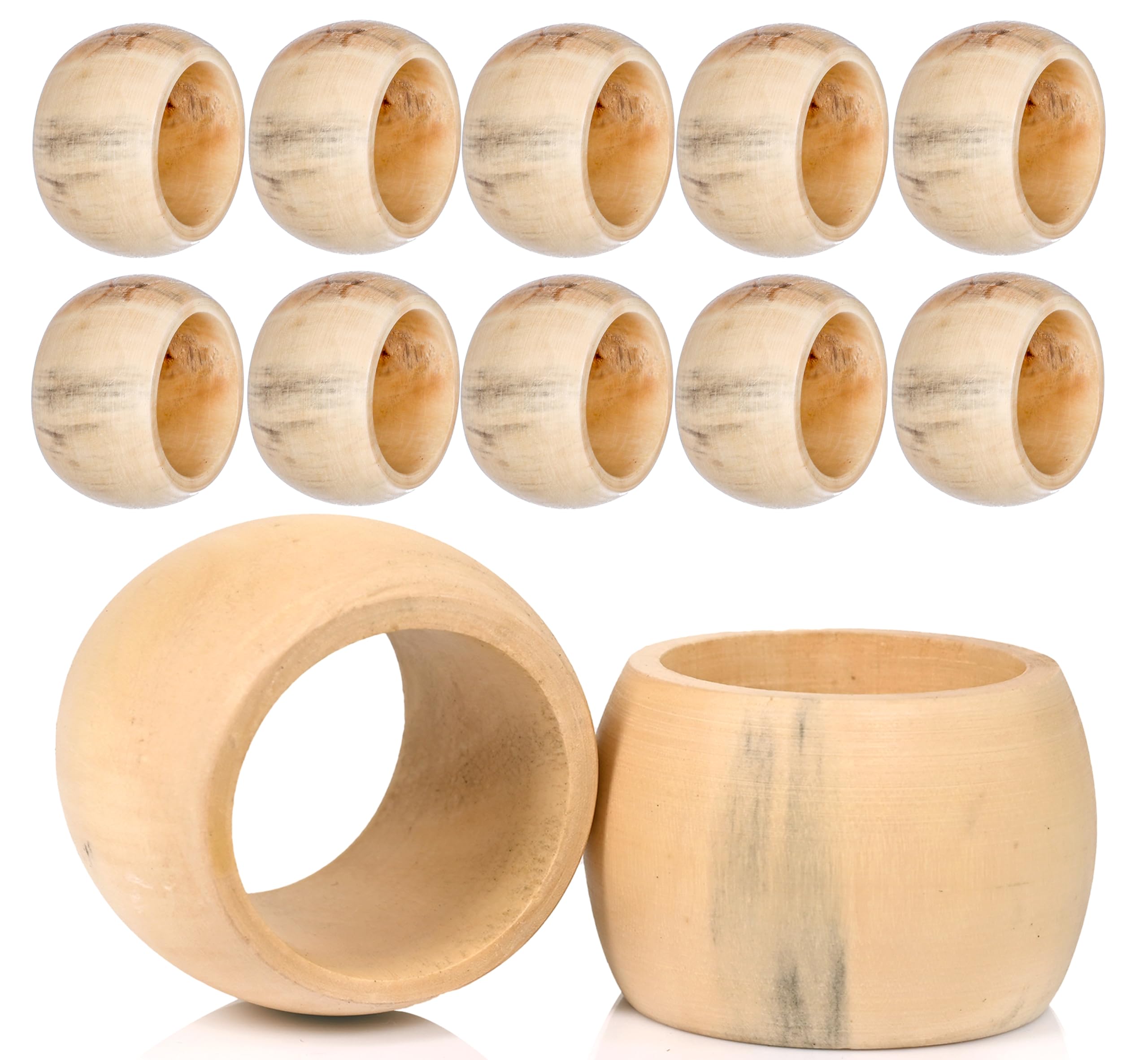 Alpha Living Home Spring Napkin Rings Set Of 12, Wooden Serviette Holders, Round Serviette Rings Bulk For Party Decoration, Dinn