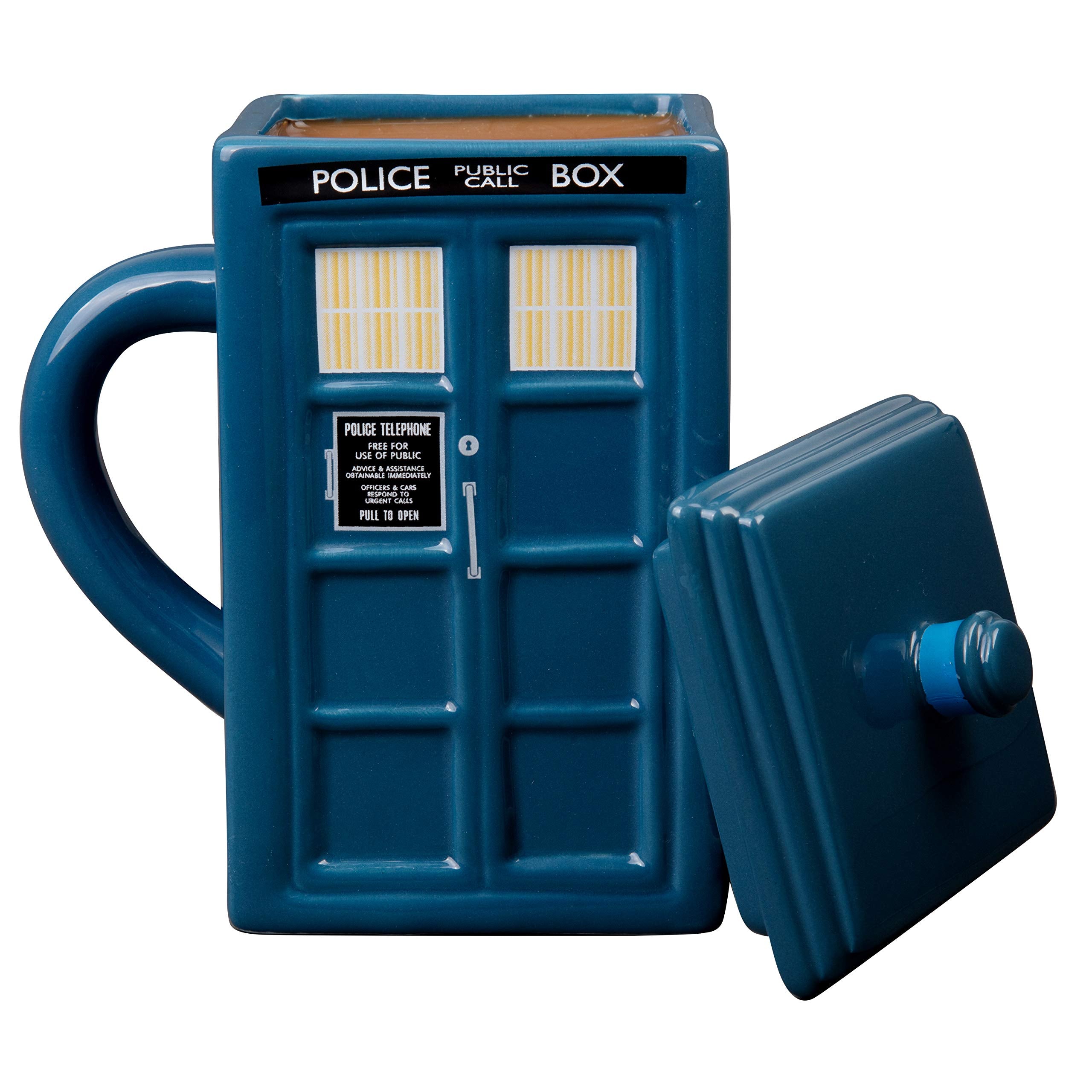 Doctor Who Tardis Mug | Official Square Shaped Ceramic Coffee Mug With Lid | Holds 17-Ounces Of Your Favorite Coffee, Tea, Or Ot