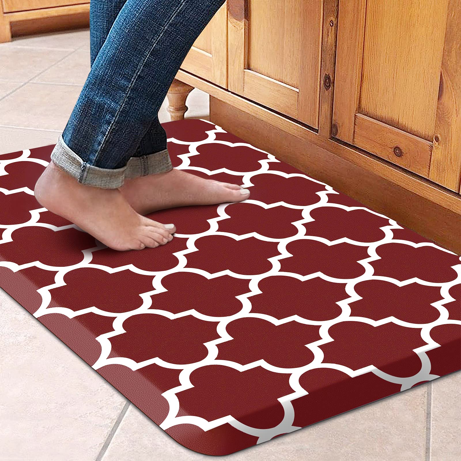 Wiselife Cushioned Anti-Fatigue Mats,17.3''X 28'',Non Slip Waterproof Heavy Duty Pvc Ergonomic Comfort Rug For Kitchen, Floor Ho