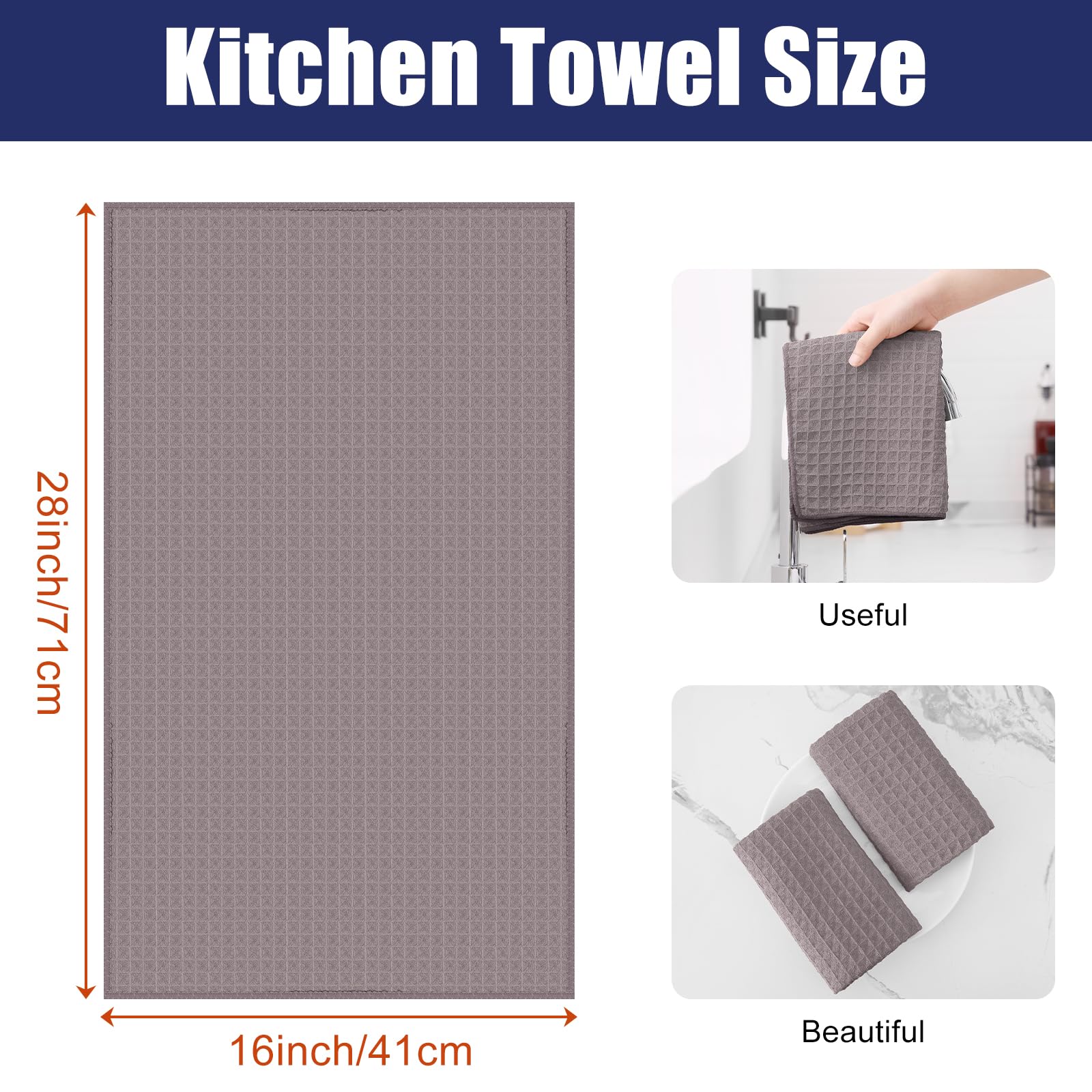 Homaxy Premium Microfiber Waffle Weave Kitchen Towels, 16 X 28 Inch Ultra Absorbent And Solid Color Dish Towels, 4 Pack, Coffce