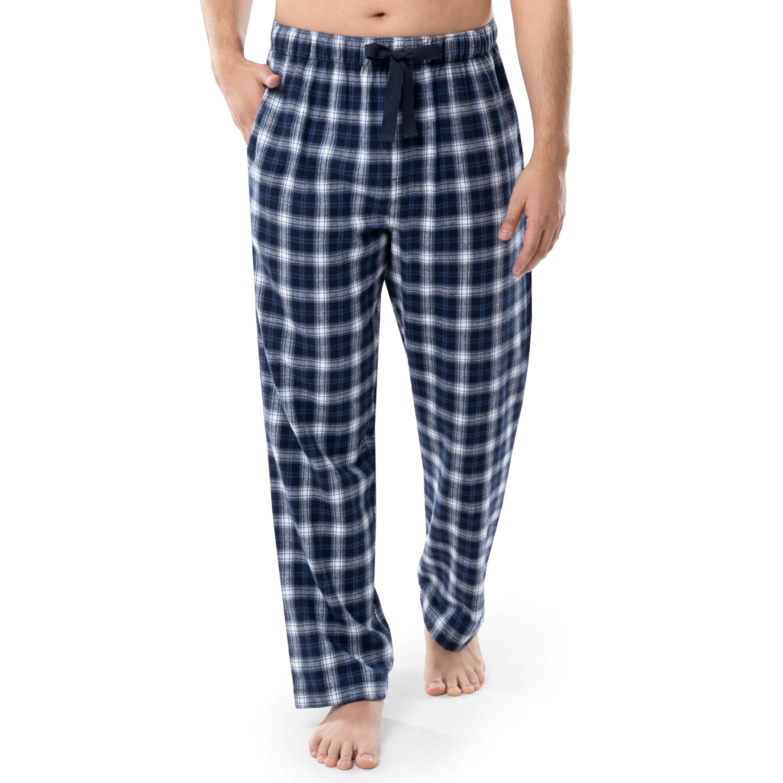 Fruit Of The Loom Mens Yarn-Dye Woven Flannel Pajama Pant, Navy Plaid, Small