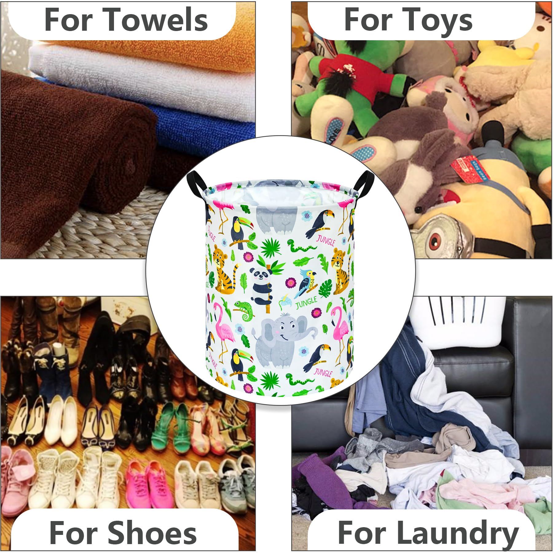 Maizmz Kids Hamper Baby Laundry Basket Nursery Storage Bins,Waterproof Clothes Organizer Gift Toy Box,Large Canvas Foldable Ches