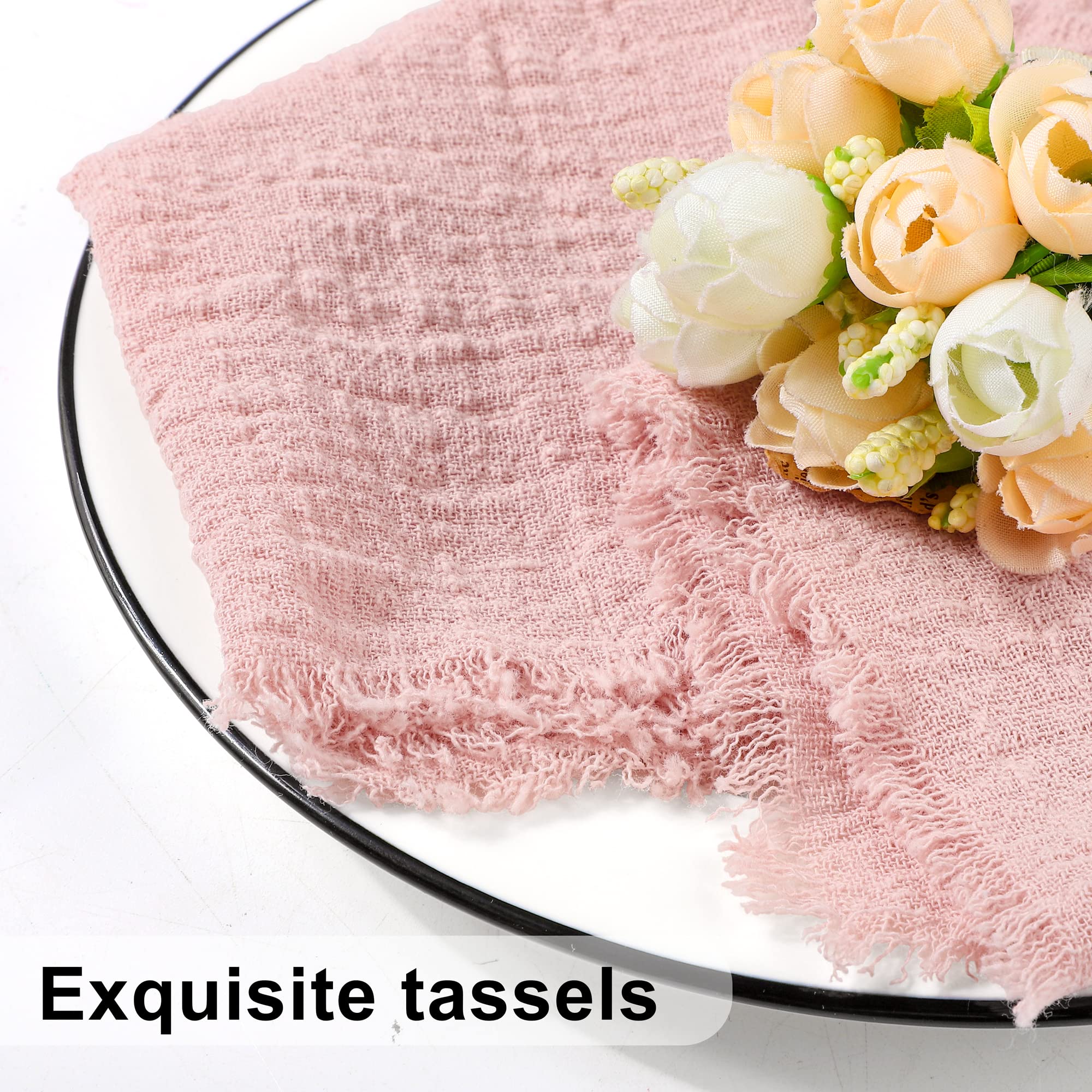Turstin 12 Pieces Cotton Linen Cloth Napkin Handmade Cloth Napkin With Fringe 17 X 17 Inch Soft Cloth Dinner Wedding Napkin Squa