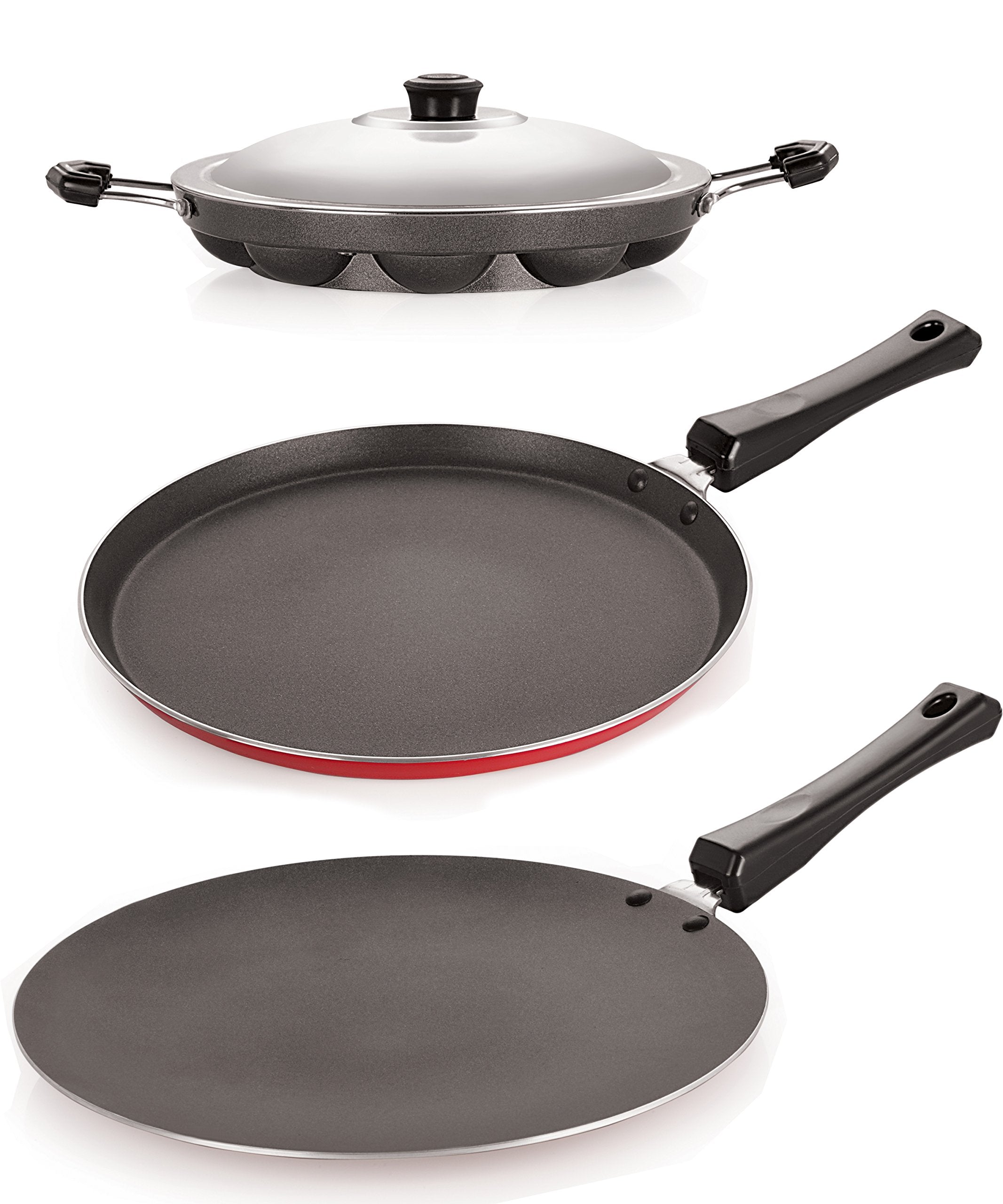 Nirlon Pfoa Free NonStick Coated Pure Aluminium Cookware Combo Gift Set Offer, Multicolor
