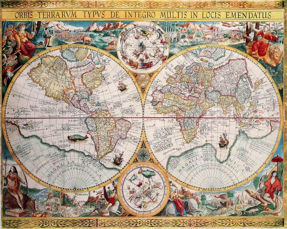 Map Of The World (Orbis Terrarum) By Petrus Plancius 1594 - Art Poster Print (16X20)