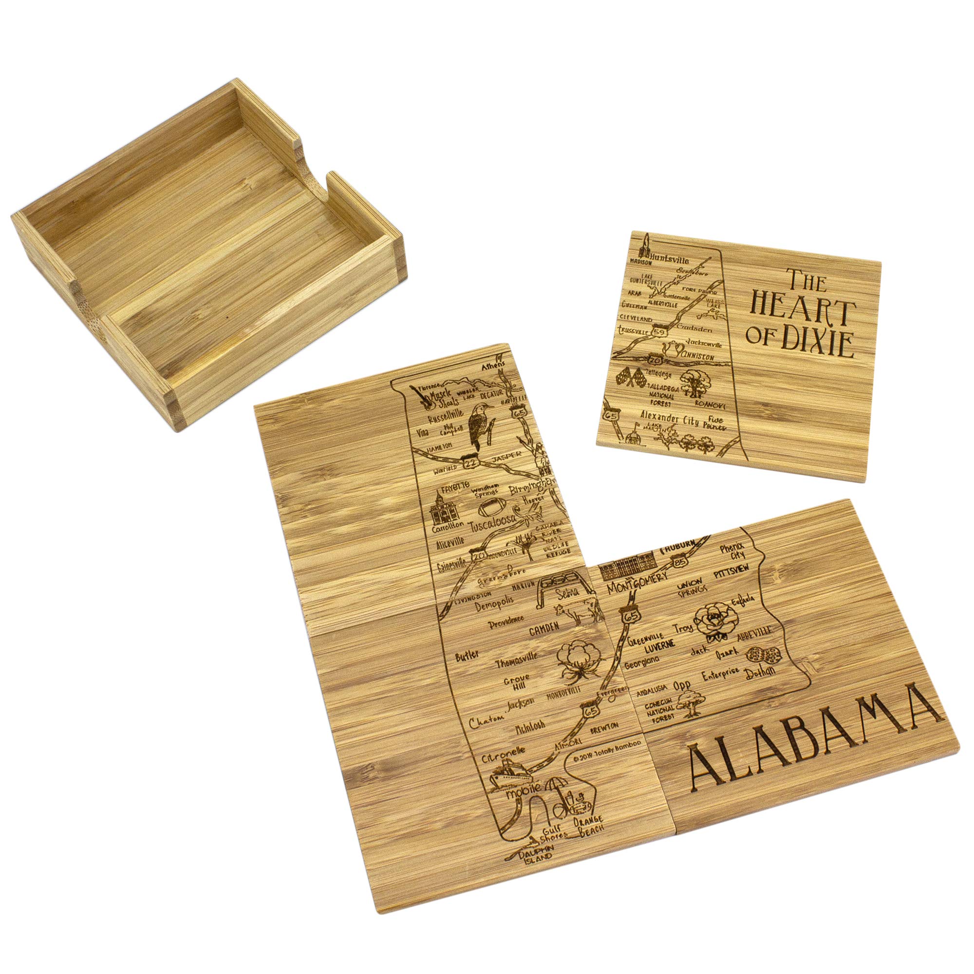 Totally Bamboo Delaware State Puzzle 4 Piece Bamboo Coaster Set With Case