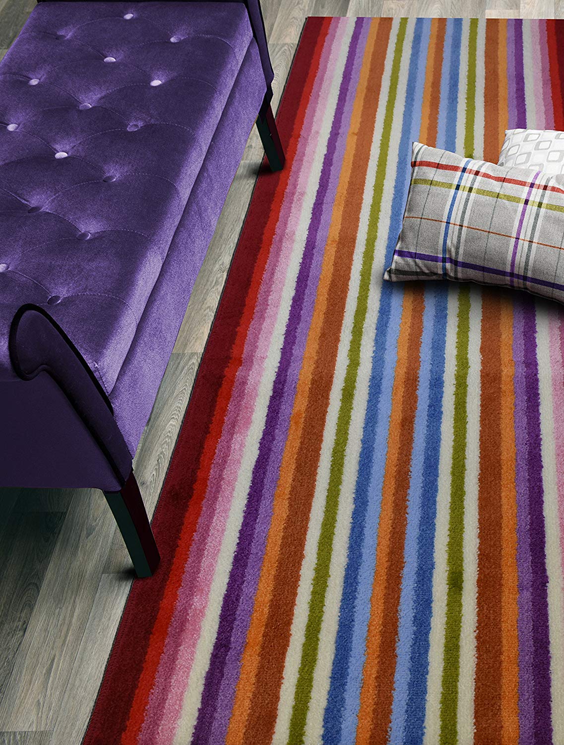 ORFA HOME Custom Size Hallway Runner Rug, Slip Resistant, 26 Inch Wide X Your Choice of Length, Stripes Colorful, 26 Inch X 26 f